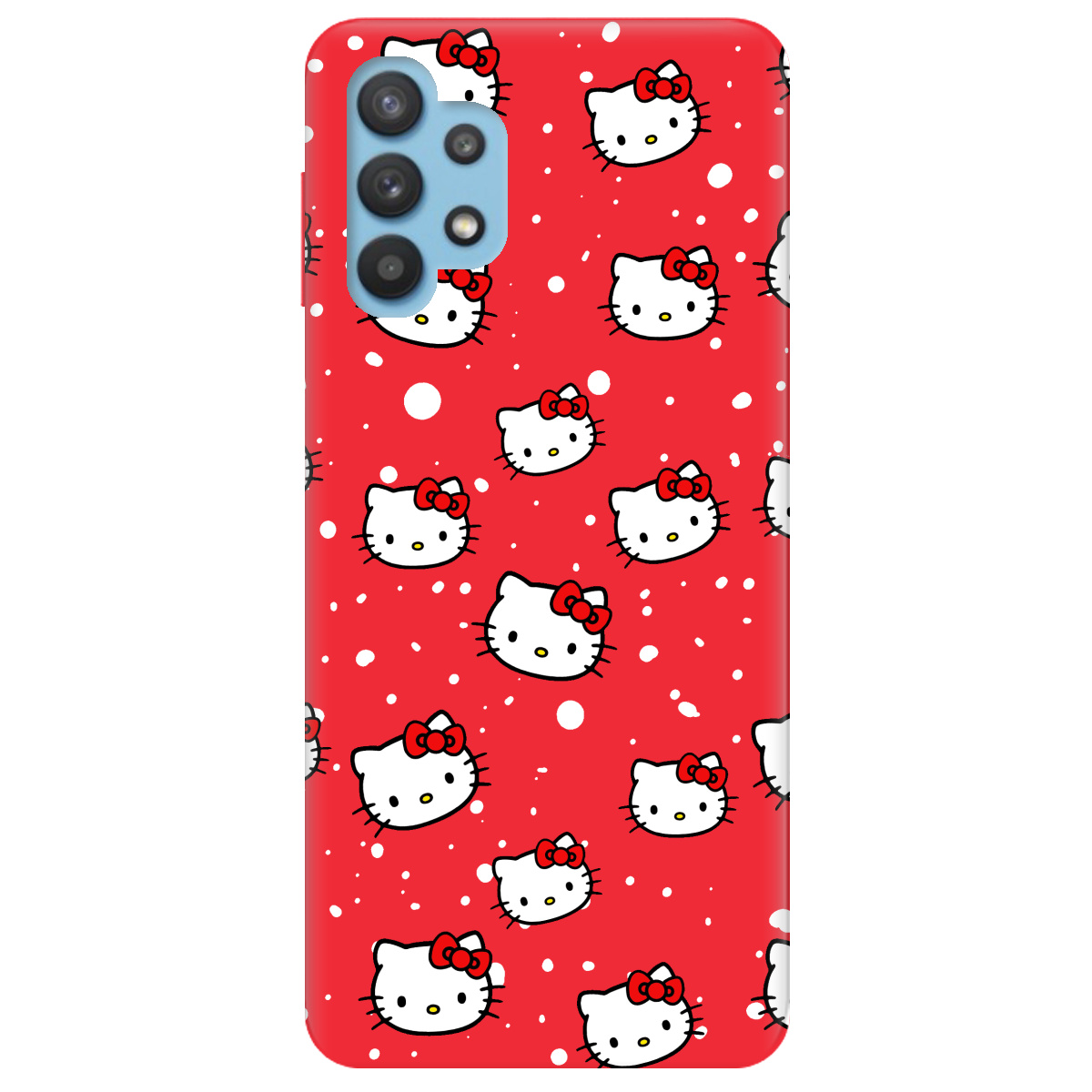 Чохол для Samsung Galaxy A32 4G яскраво-червоний матовий soft touch Hello Kitty - фото 1 - Чохли для телефонів