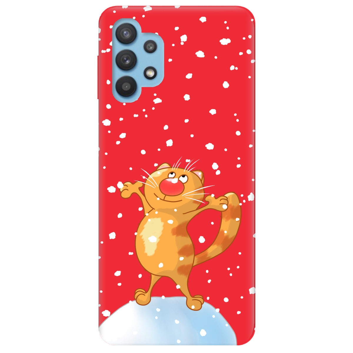 Чехол для Samsung Galaxy A32 4G ярко-красный матовый soft touch Be Happy - фото 1 - Чехлы для телефонов