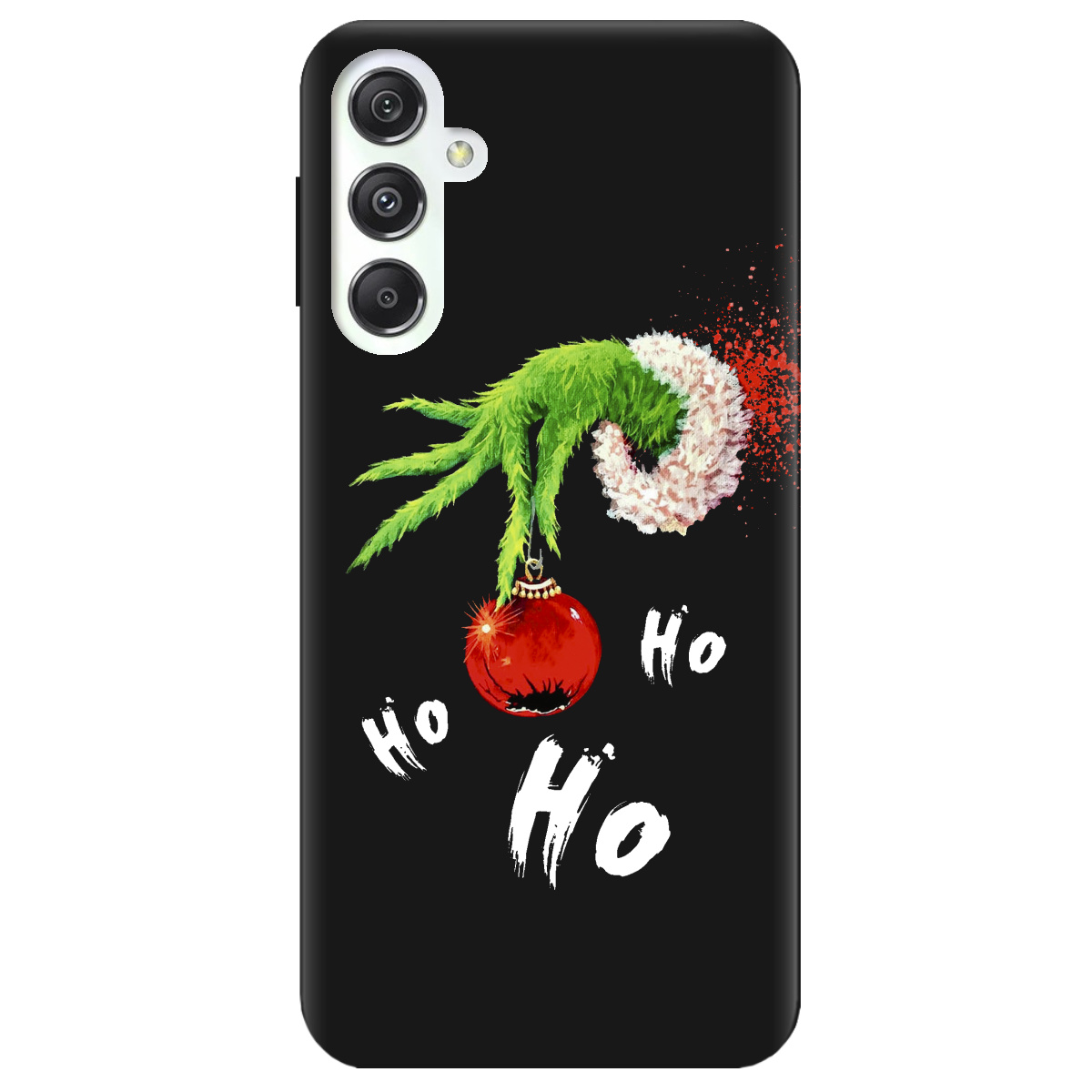 Чехол для Samsung Galaxy M34 5G черный матовый soft touch Grinch HO HO HO - фото 1 - Чехлы для телефонов