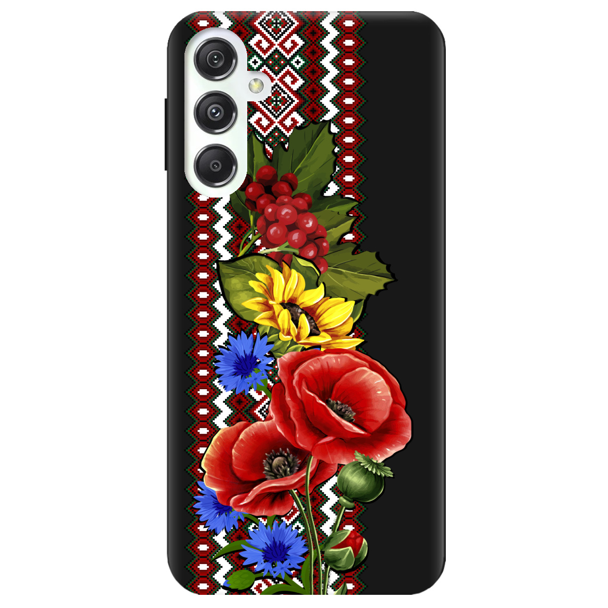 Чехол для Samsung Galaxy M34 5G черный матовый soft touch Ukraine ornament - фото 1 - Чехлы для телефонов