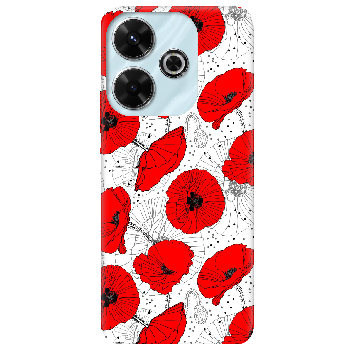 Чехол для Xiaomi Poco M6 4G Red flower - фото 1 Чехол для Xiaomi Poco M6 4G Red flower - фото 1 - Чехлы для телефонов