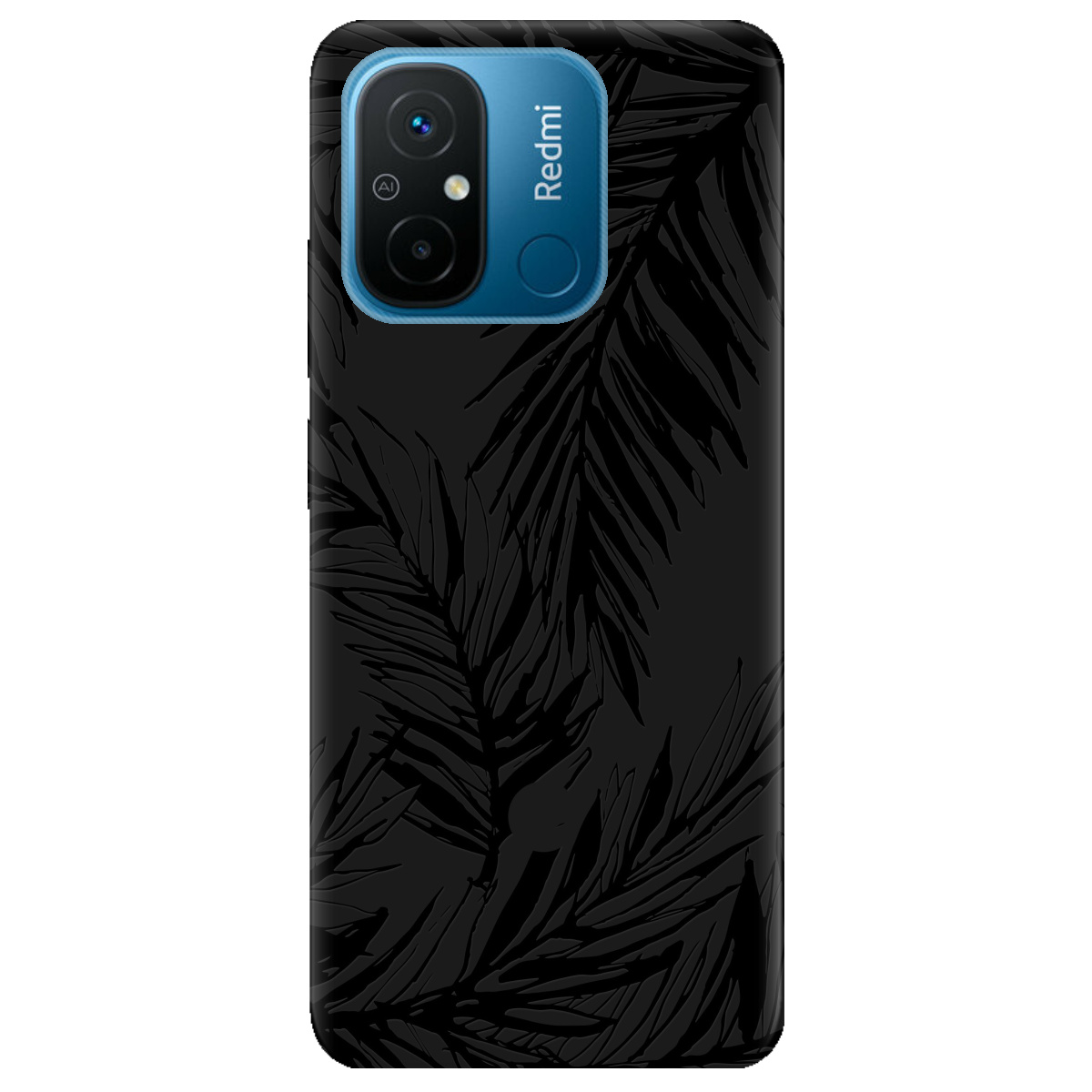 Чехол для Xiaomi Redmi 12C черный матовый soft touch Tropics - фото 1 Чехол для Xiaomi Redmi 12C черный матовый soft touch Tropics - фото 1 - Чехлы для телефонов