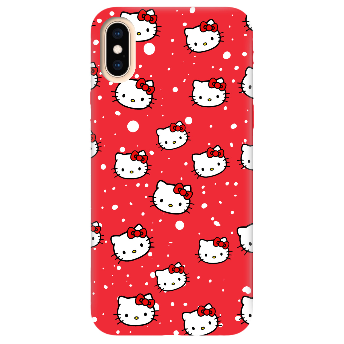 Чохол для Apple iPhone X яскраво-червоний матовий soft touch Hello Kitty - фото 1 - Чохли для телефонів