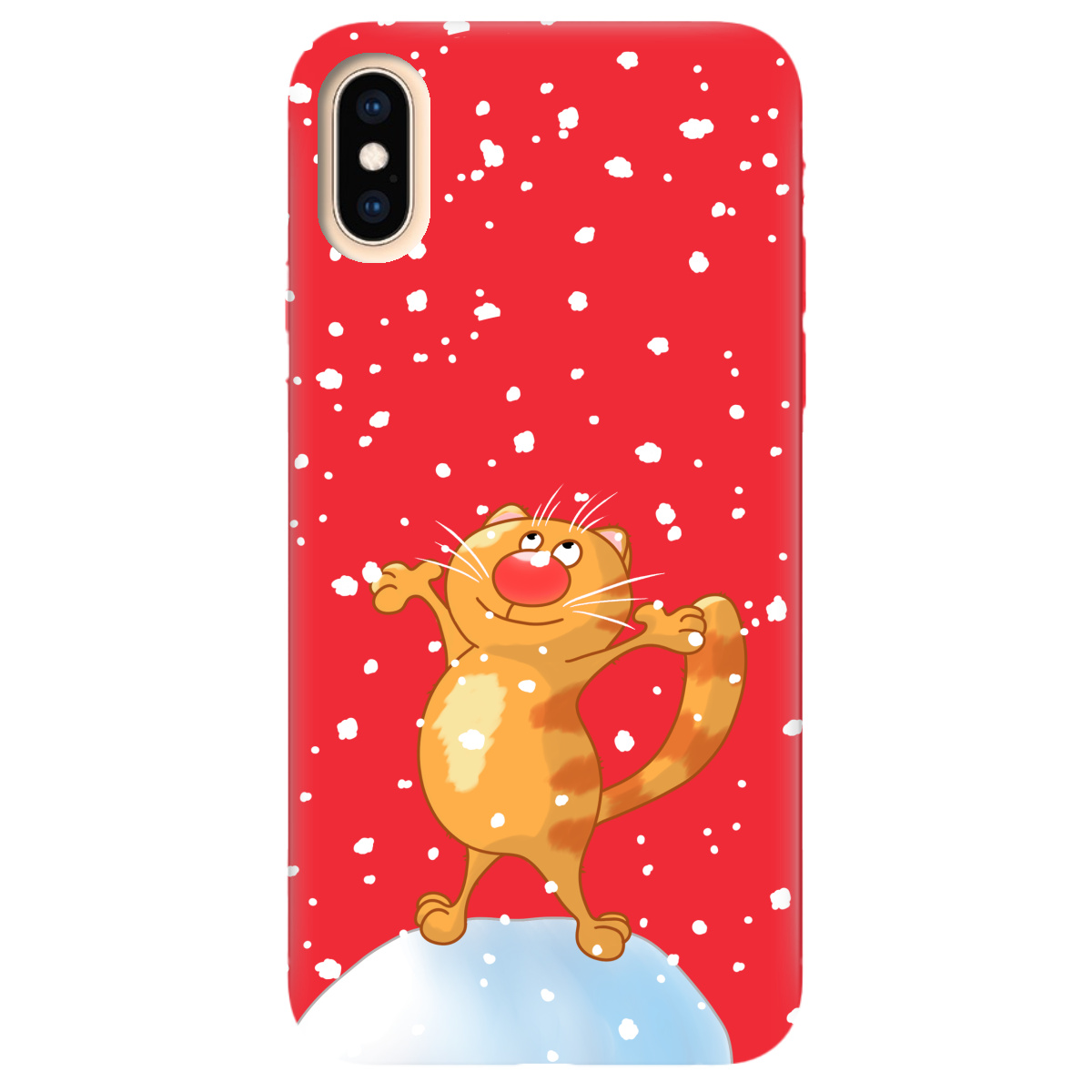 Чехол для Apple iPhone X ярко-красный матовый soft touch Be Happy - фото 1 - Чехлы для телефонов