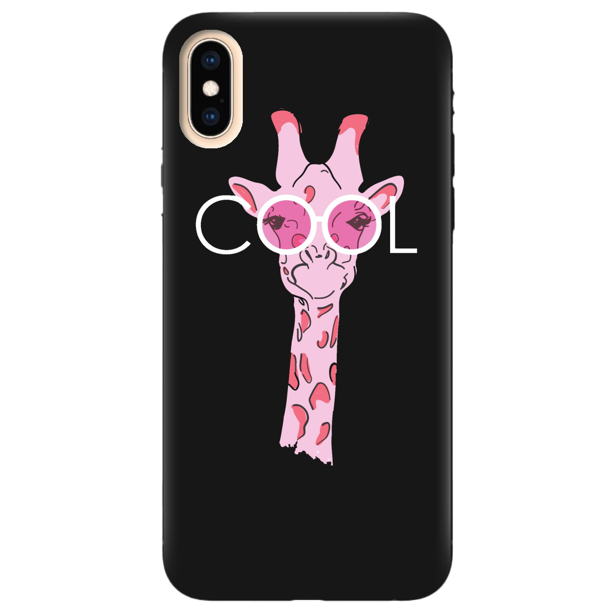 Чохол для Apple iPhone X чорний матовий soft touch Cool giraffe - фото 1 - Чохли для телефонів