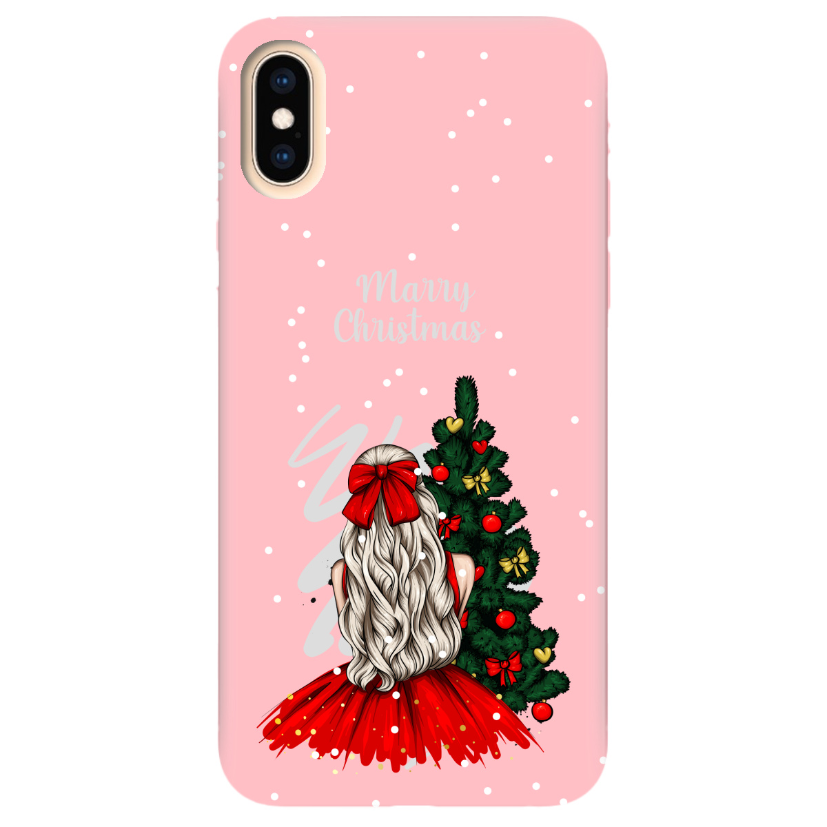 Чохол для Apple iPhone X ніжно-рожевий матовий soft touch Beautiful christmas - фото 1 Чохол для Apple iPhone X ніжно-рожевий матовий soft touch Beautiful christmas - фото 1 - Чохли для телефонів