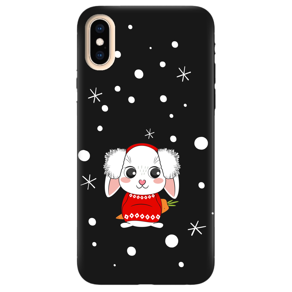 Чехол для Apple iPhone X черный матовый soft touch My bunny - фото 1 - Чехлы для телефонов