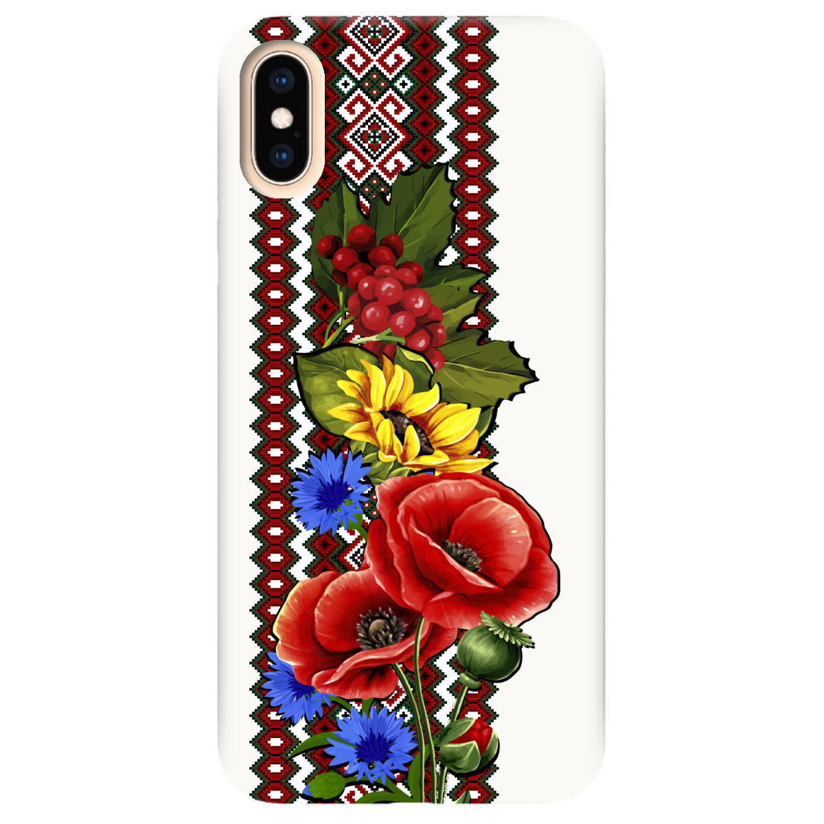 Чехол для Apple iPhone X белый матовый soft touch Ukraine ornament - фото 1 - Чехлы для телефонов