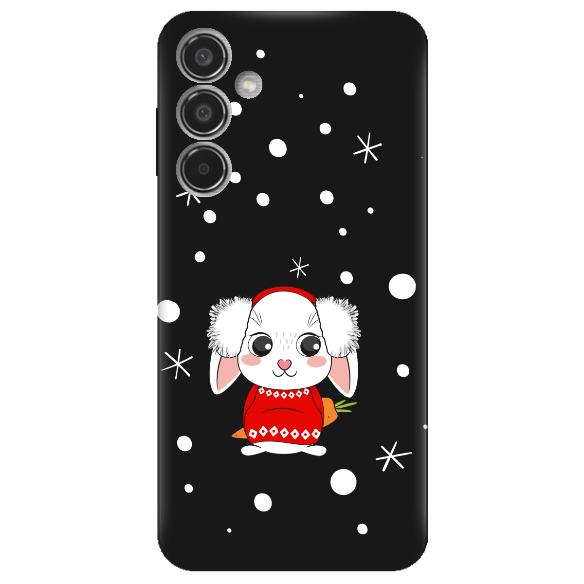 Чехол для Samsung Galaxy M35 5G черный матовый soft touch My bunny - фото 1 - Чехлы для телефонов