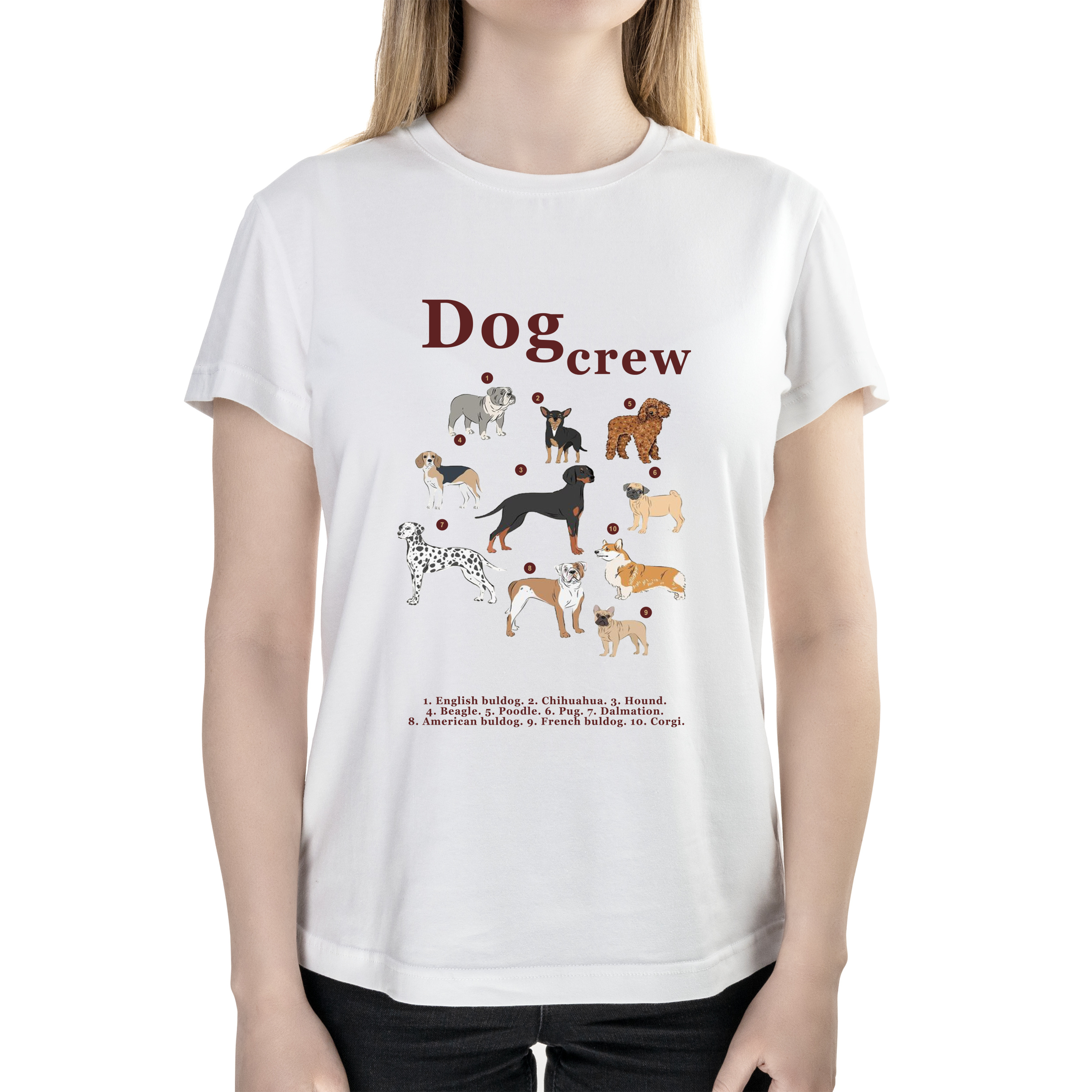 Футболка жіноча напівприталена біла бавовна/еластан А3 розміру Dog crew XXL - фото 1 - Футболки