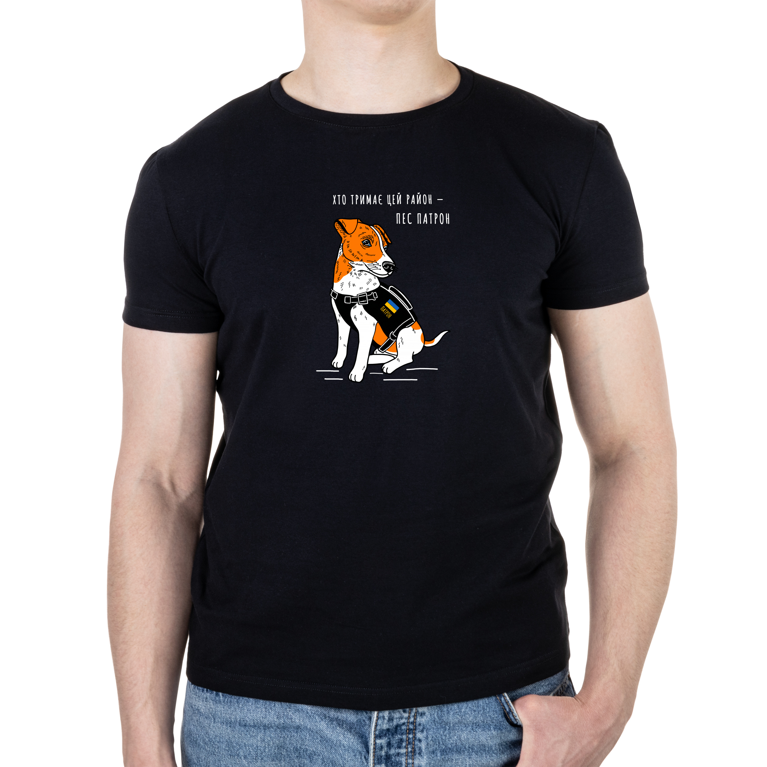 Футболка чоловіча чорна бавовна/еластан А4 розміру Пес Патрон XXXL - фото 1 - Футболки