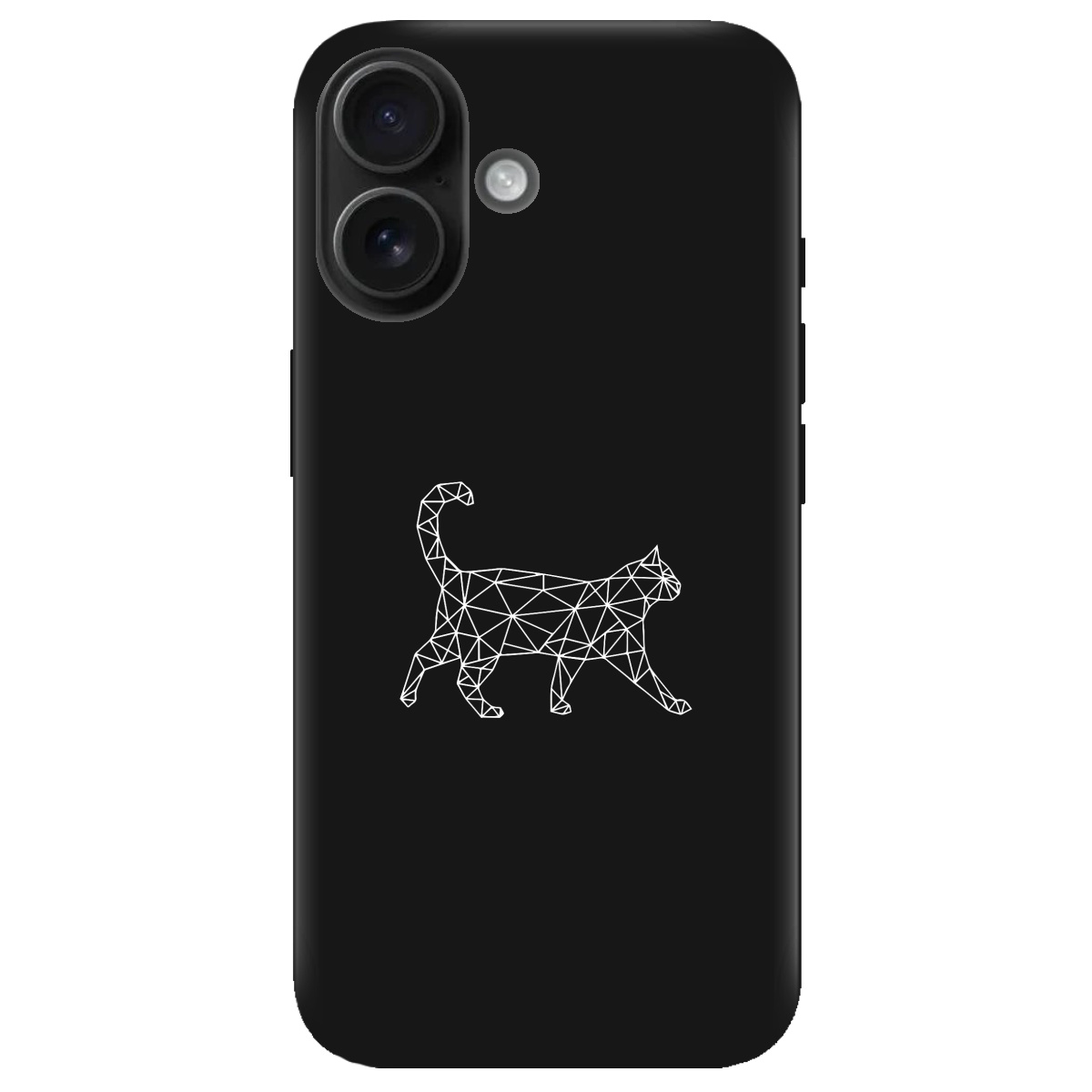 Чехол для Apple iPhone 16 черный матовый soft touch White cat - фото 1 - Чехлы для телефонов