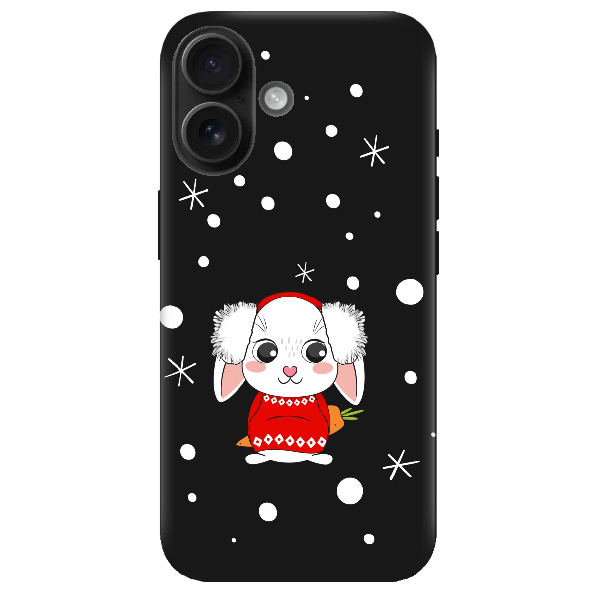 Чехол для Apple iPhone 16 черный матовый soft touch My bunny - фото 1 - Чехлы для телефонов