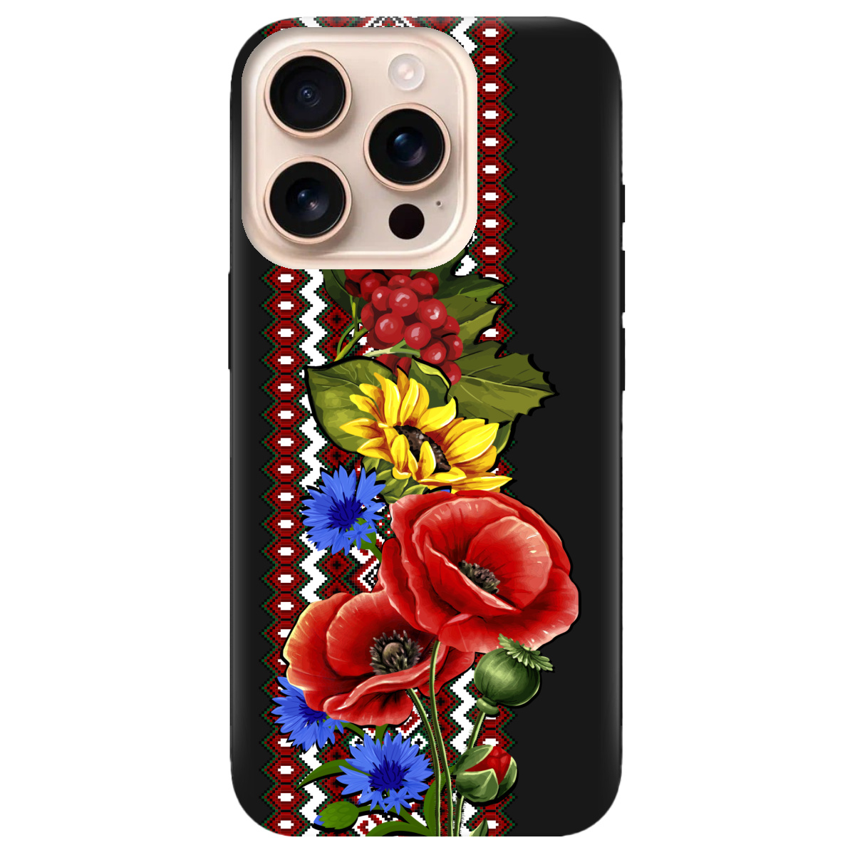 Чохол для Apple iPhone 16 Pro Max чорний матовий soft touch Ukraine ornament - фото 1 Чохол для Apple iPhone 16 Pro Max чорний матовий soft touch Ukraine ornament - фото 1 - Чохли для телефонів