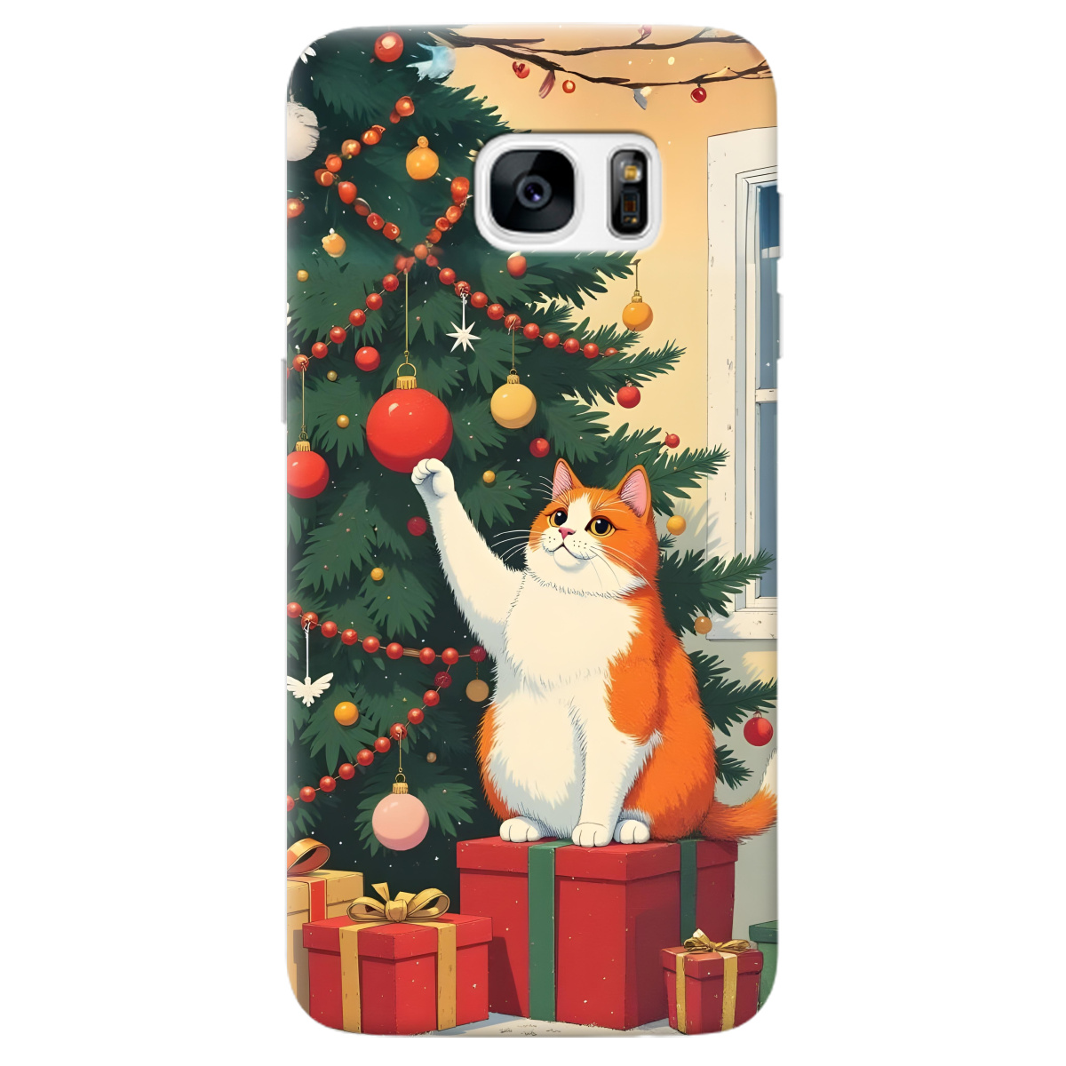 Чохол для Samsung Galaxy S7 Edge Christmas Cat - фото 1 - Чохли для телефонів
