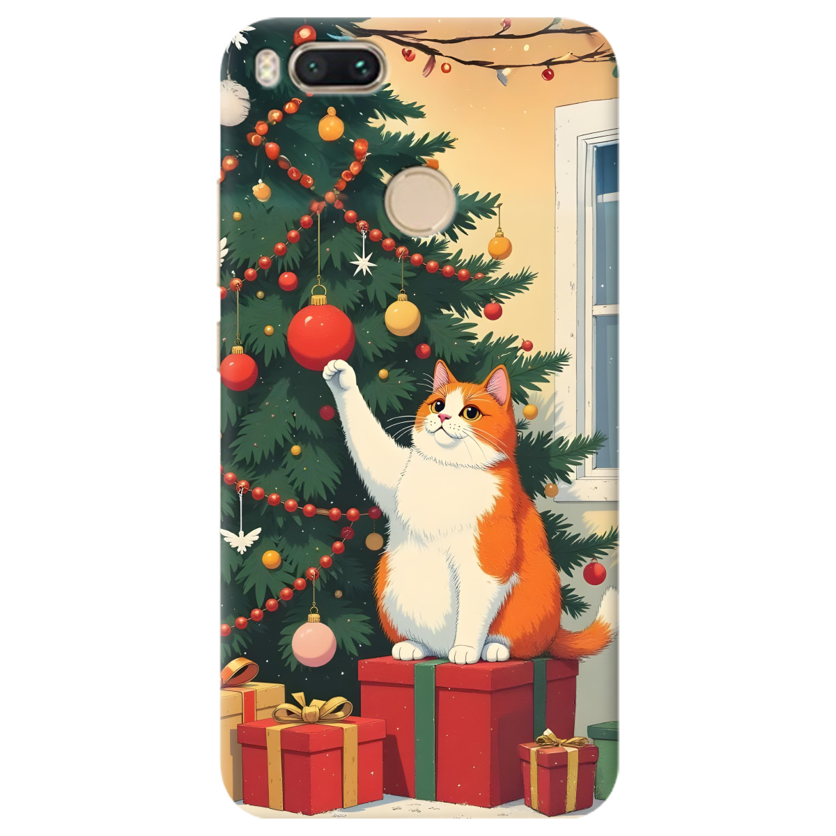 Чохол для Xiaomi Mi A1 Christmas Cat - фото 1 Чохол для Xiaomi Mi A1 Christmas Cat - фото 1 - Чохли для телефонів