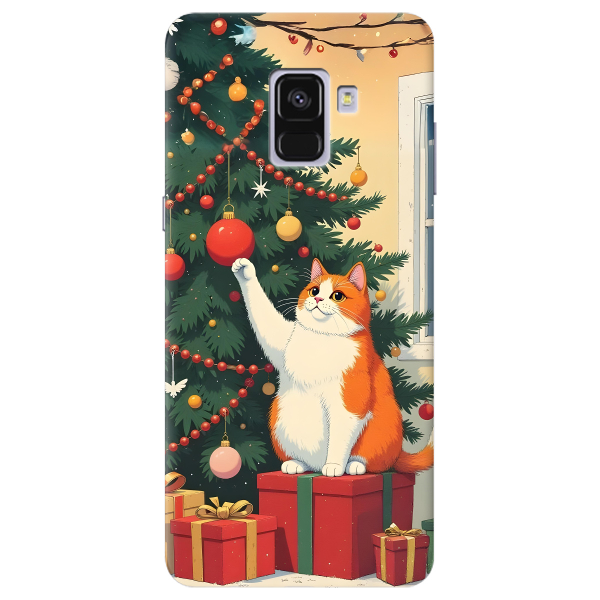 Чехол для Samsung Galaxy A8 2018 Christmas Cat - фото 1 - Чехлы для телефонов