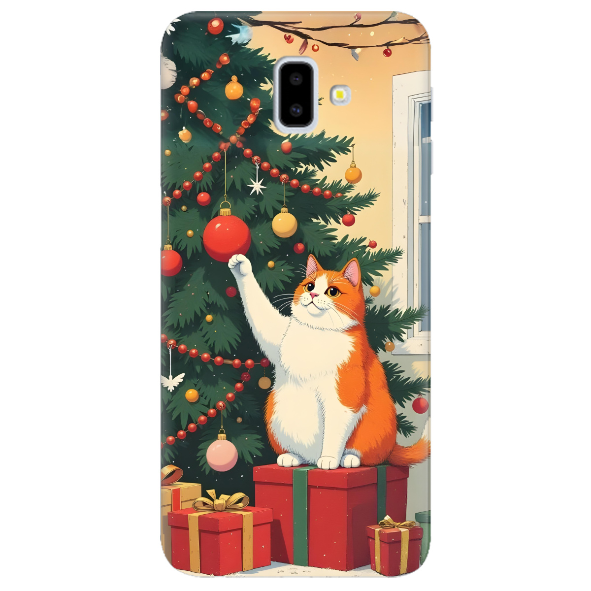 Чехол для Samsung Galaxy J6 Plus 2018 Christmas Cat - фото 1 - Чехлы для телефонов
