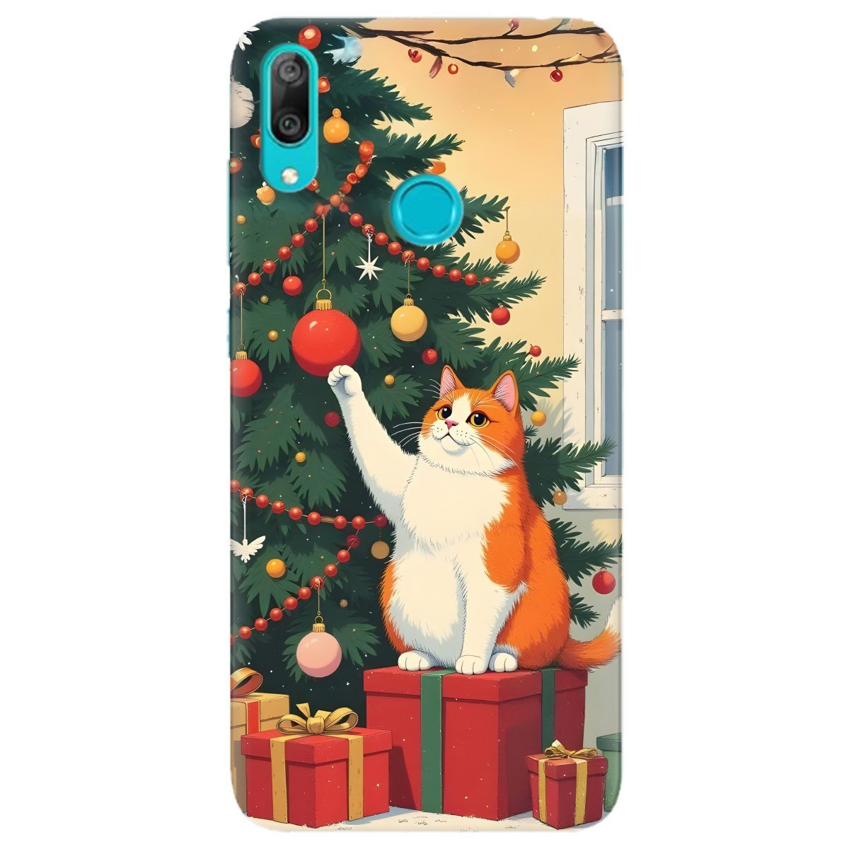 Чехол для Huawei Y7 2019 Christmas Cat - фото 1 Чехол для Huawei Y7 2019 Christmas Cat - фото 1 - Чехлы для телефонов