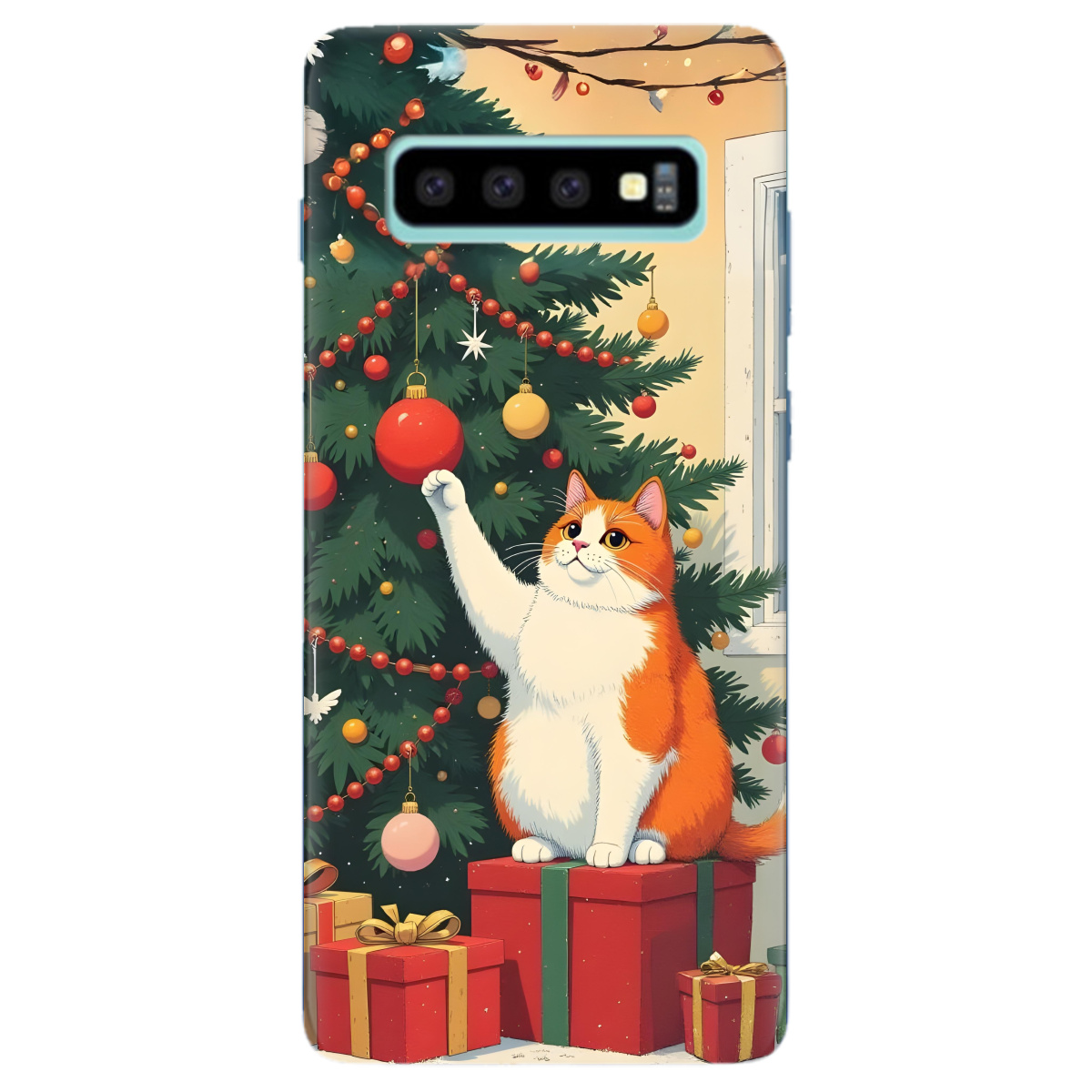 Чохол для Samsung Galaxy S10 Plus Christmas Cat - фото 1 Чохол для Samsung Galaxy S10 Plus Christmas Cat - фото 1 - Чохли для телефонів