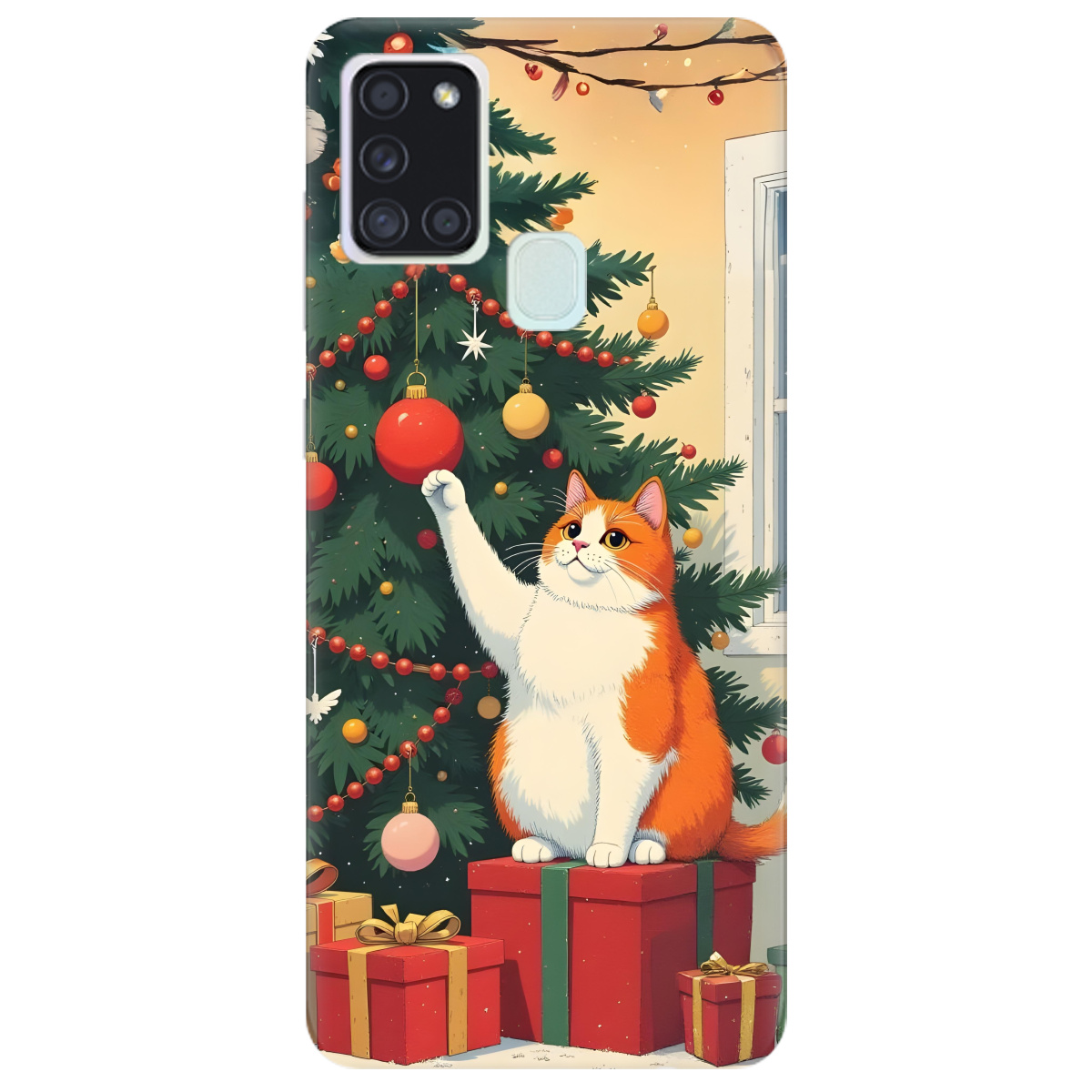 Чехол для Samsung Galaxy A21s Christmas Cat - фото 1 - Чехлы для телефонов