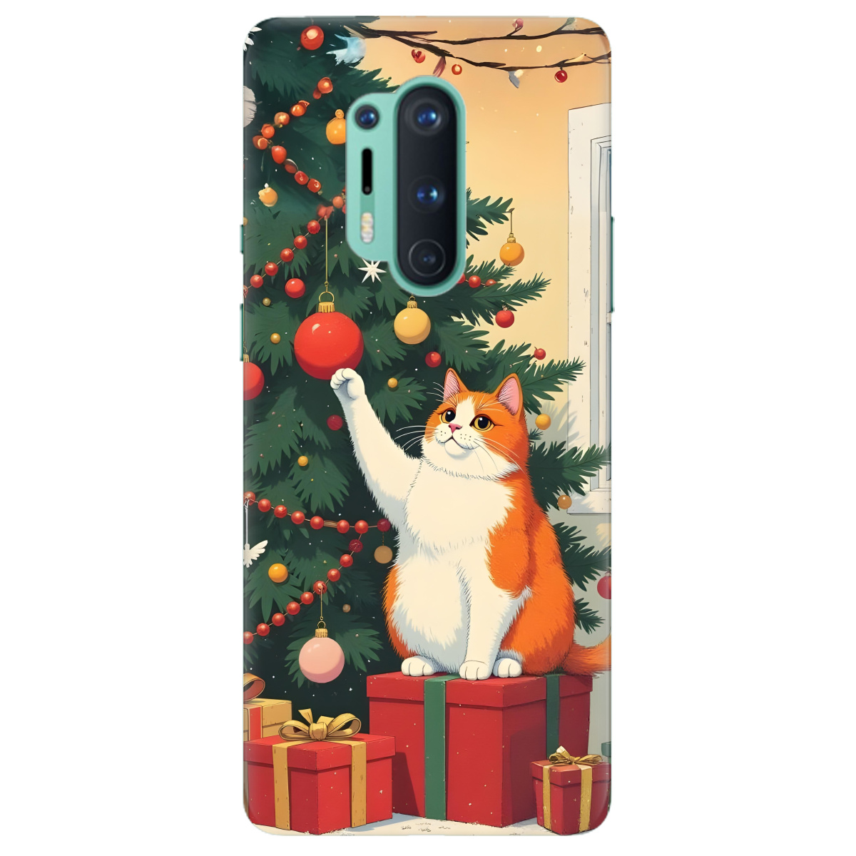 Чехол для OnePlus 8 Pro Christmas Cat - фото 1 Чехол для OnePlus 8 Pro Christmas Cat - фото 1 - Чехлы для телефонов