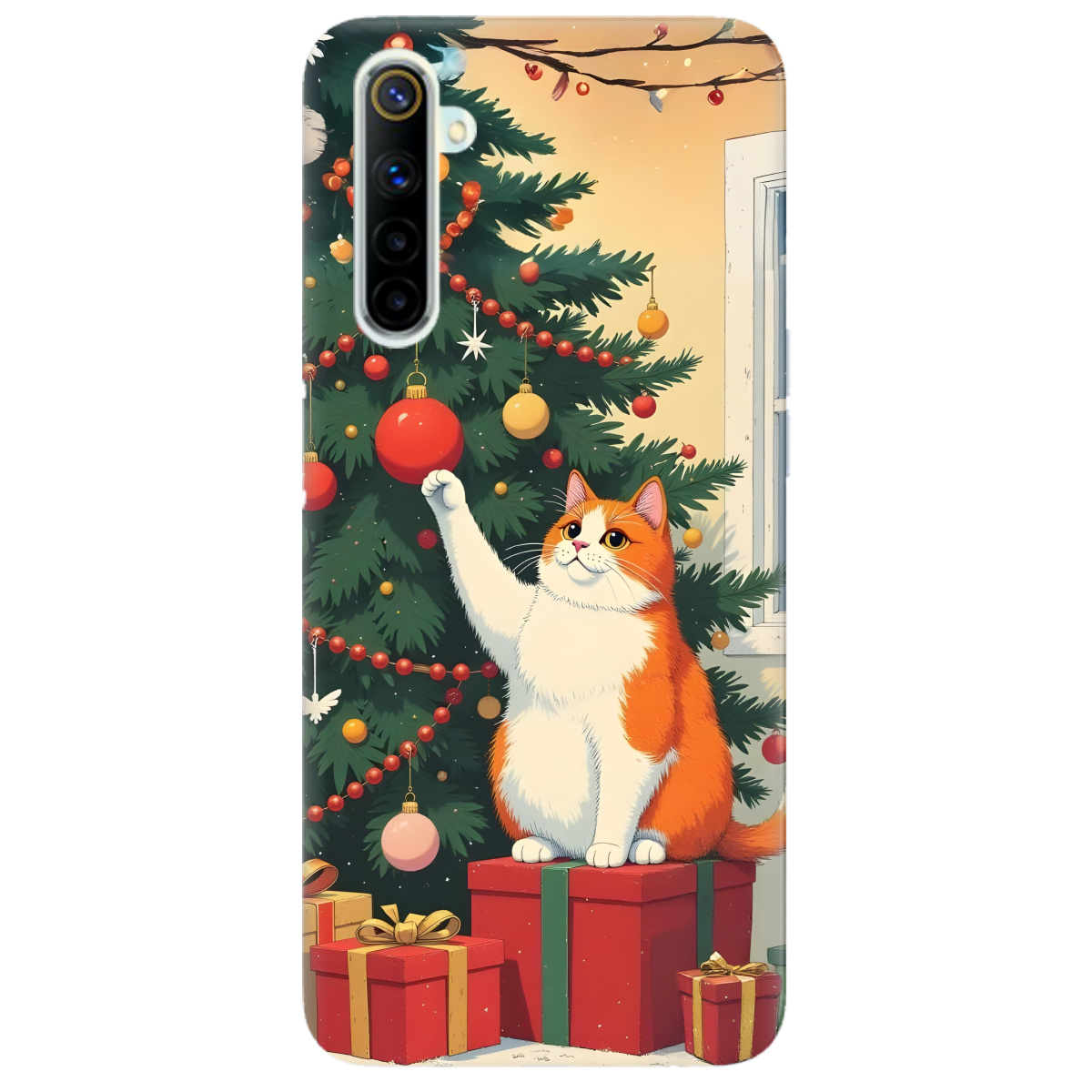 Чохол для Realme 6 Christmas Cat - фото 1 Чохол для Realme 6 Christmas Cat - фото 1 - Чохли для телефонів