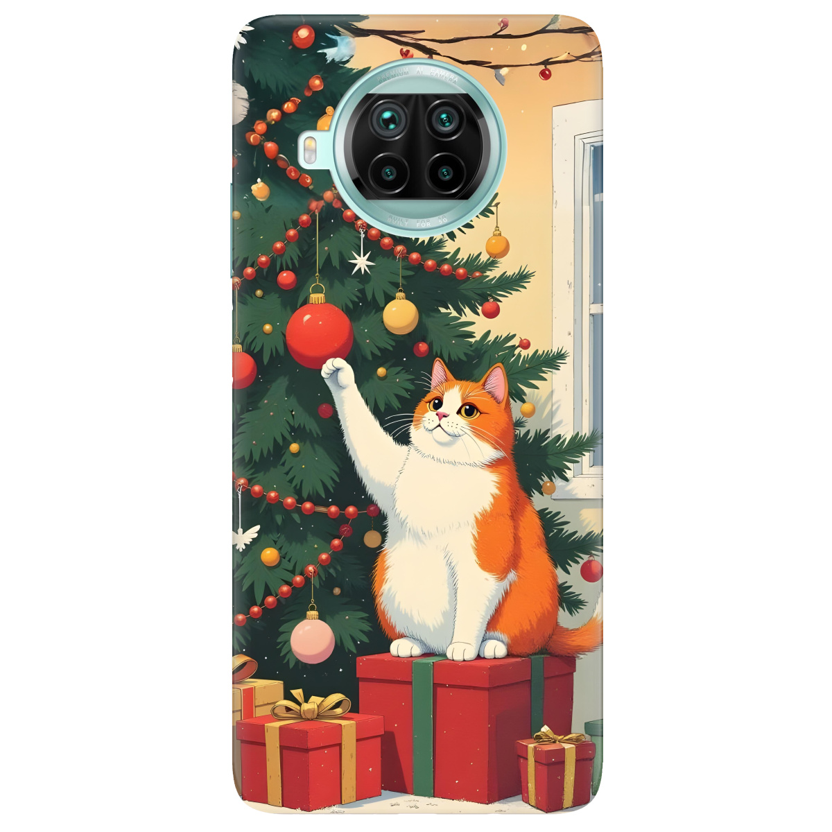 Чехол для Xiaomi Mi 10T Lite Christmas Cat - фото 1 Чехол для Xiaomi Mi 10T Lite Christmas Cat - фото 1 - Чехлы для телефонов