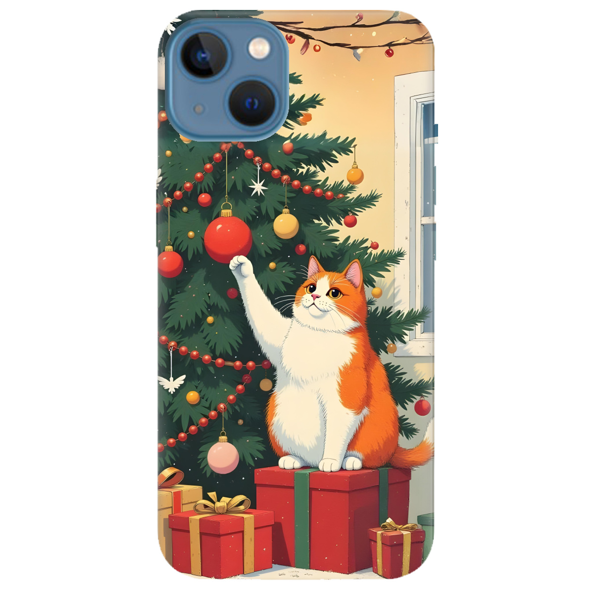 Чехол для Apple iPhone 13 Christmas Cat - фото 1 Чехол для Apple iPhone 13 Christmas Cat - фото 1 - Чехлы для телефонов