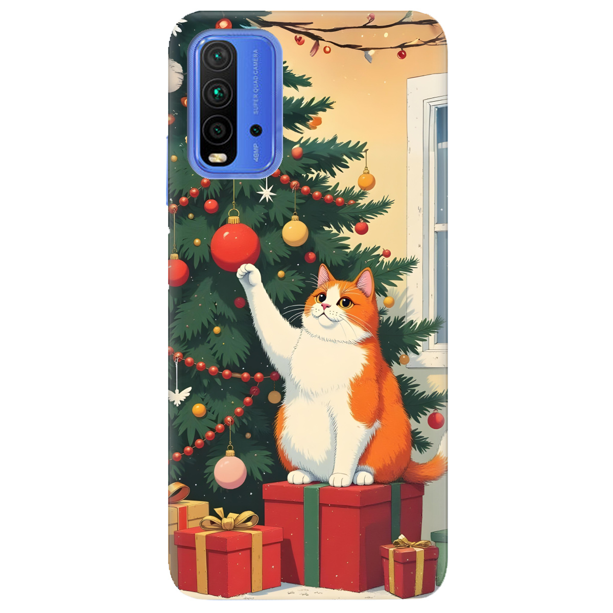 Чохол для Xiaomi Redmi 9T Christmas Cat - фото 1 Чохол для Xiaomi Redmi 9T Christmas Cat - фото 1 - Чохли для телефонів