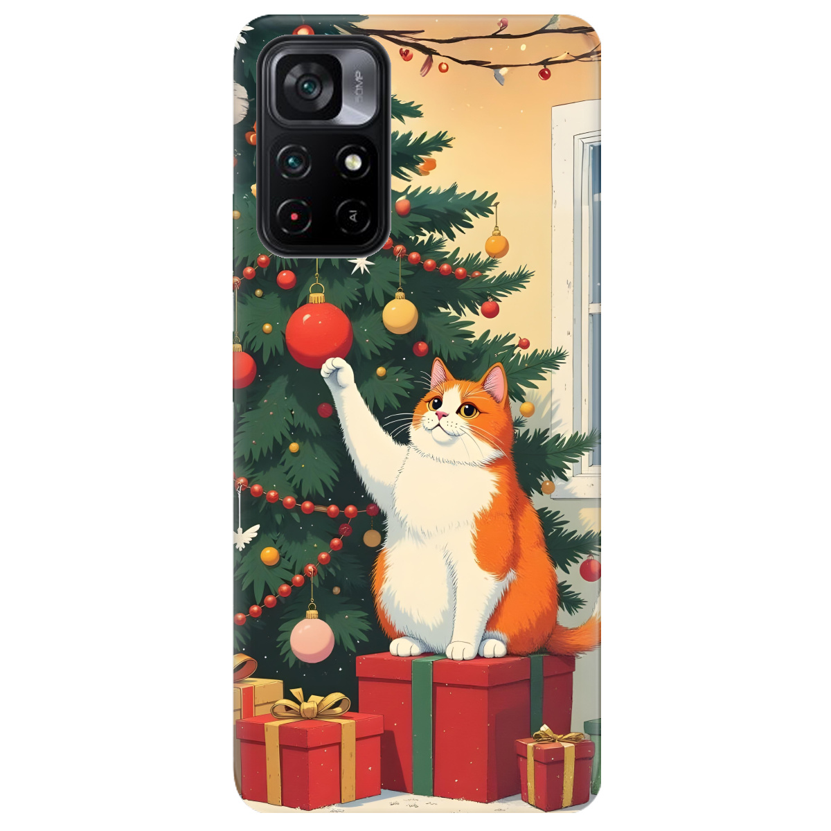 Чохол для Xiaomi Poco M4 Pro 5G Christmas Cat - фото 1 Чохол для Xiaomi Poco M4 Pro 5G Christmas Cat - фото 1 - Чохли для телефонів