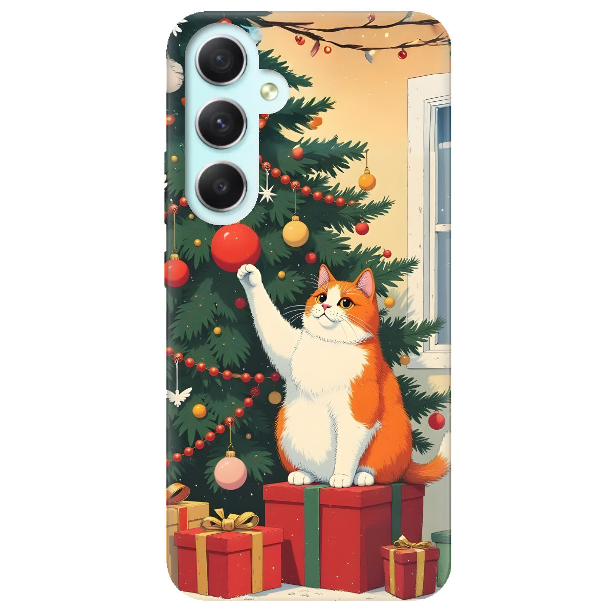 Чохол для Samsung Galaxy A34 Christmas Cat - фото 1 Чохол для Samsung Galaxy A34 Christmas Cat - фото 1 - Чохли для телефонів