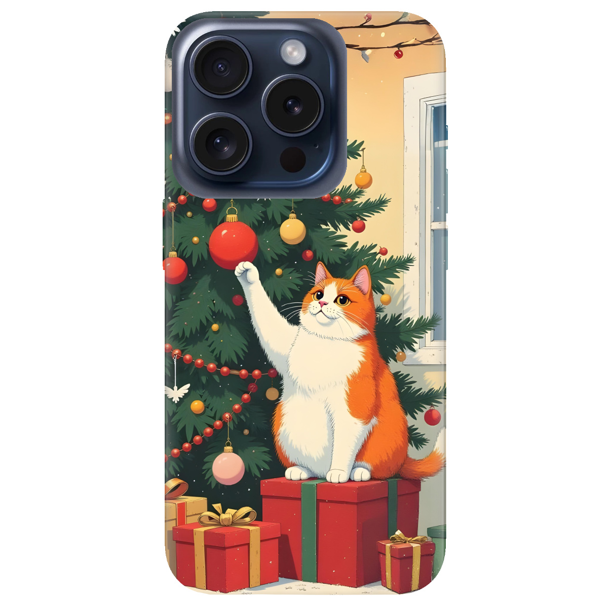 Чохол для Apple iPhone 15 Pro Max Christmas Cat - фото 1 Чохол для Apple iPhone 15 Pro Max Christmas Cat - фото 1 - Чохли для телефонів