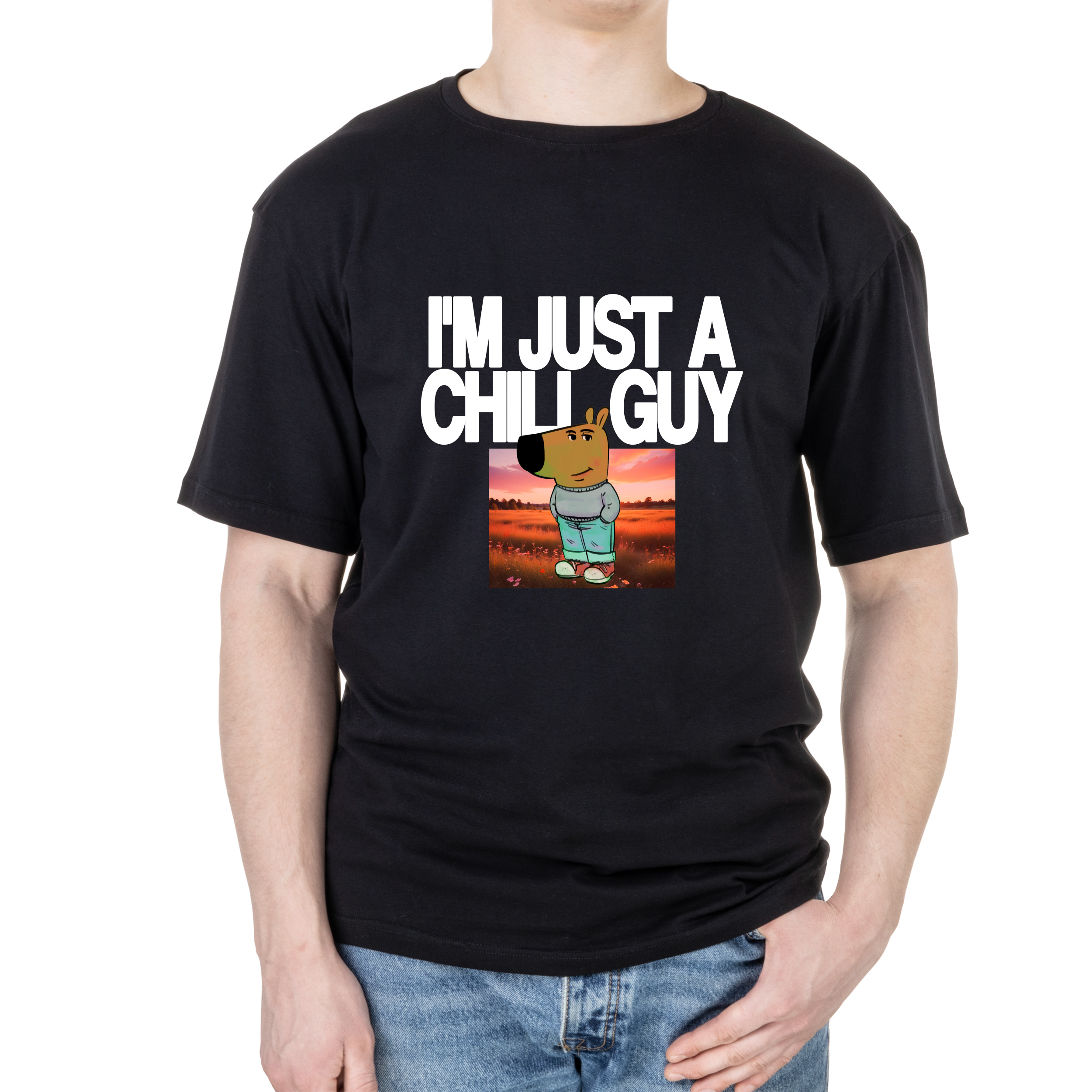 Футболка мужская оверсайз черная хлопок/эластан А3 размера Chill Guy L - фото 1 - Футболки