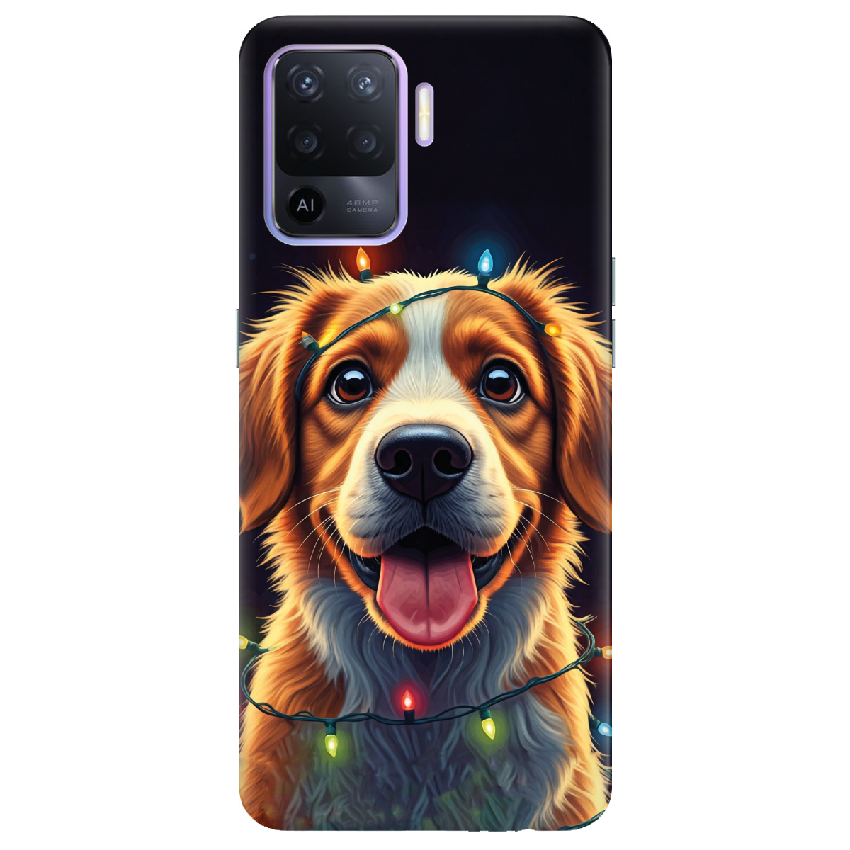 Чохол для Oppo Reno 5 Lite Festive Pup - фото 1 Чохол для Oppo Reno 5 Lite Festive Pup - фото 1 - Чохли для телефонів