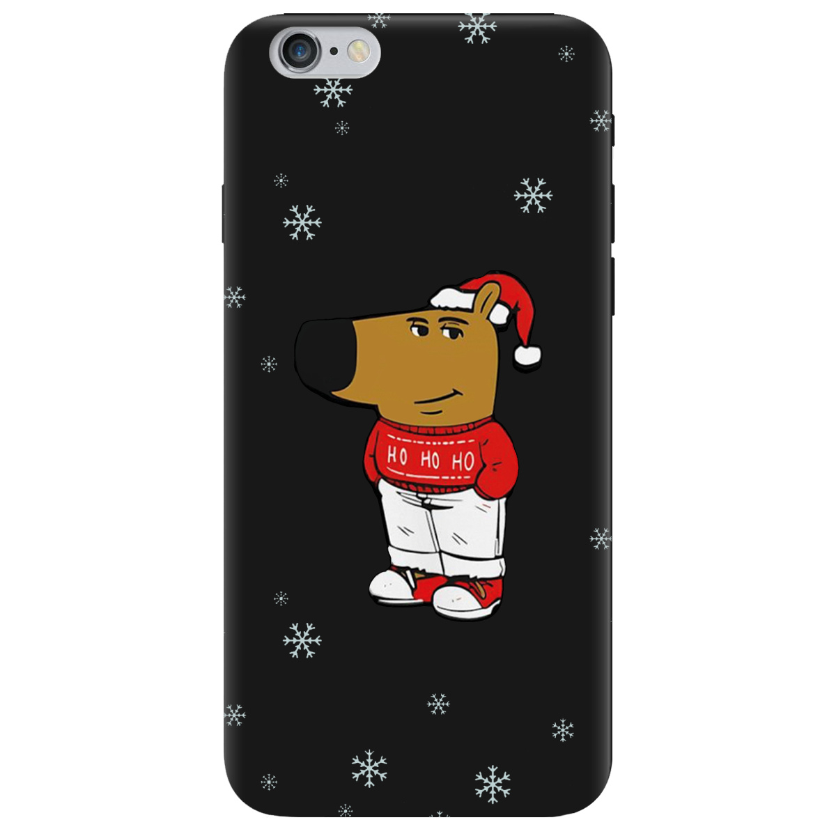 Чехол для Apple iPhone 6 Plus / 6S Plus черный матовый soft touch Chill Guy Santa - фото 1 - Чехлы для телефонов