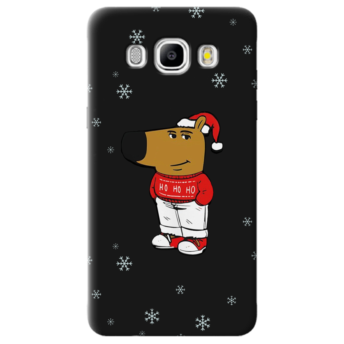 Чохол для Samsung Galaxy J5 2016 чорний матовий soft touch Chill Guy Santa - фото 1 - Чохли для телефонів