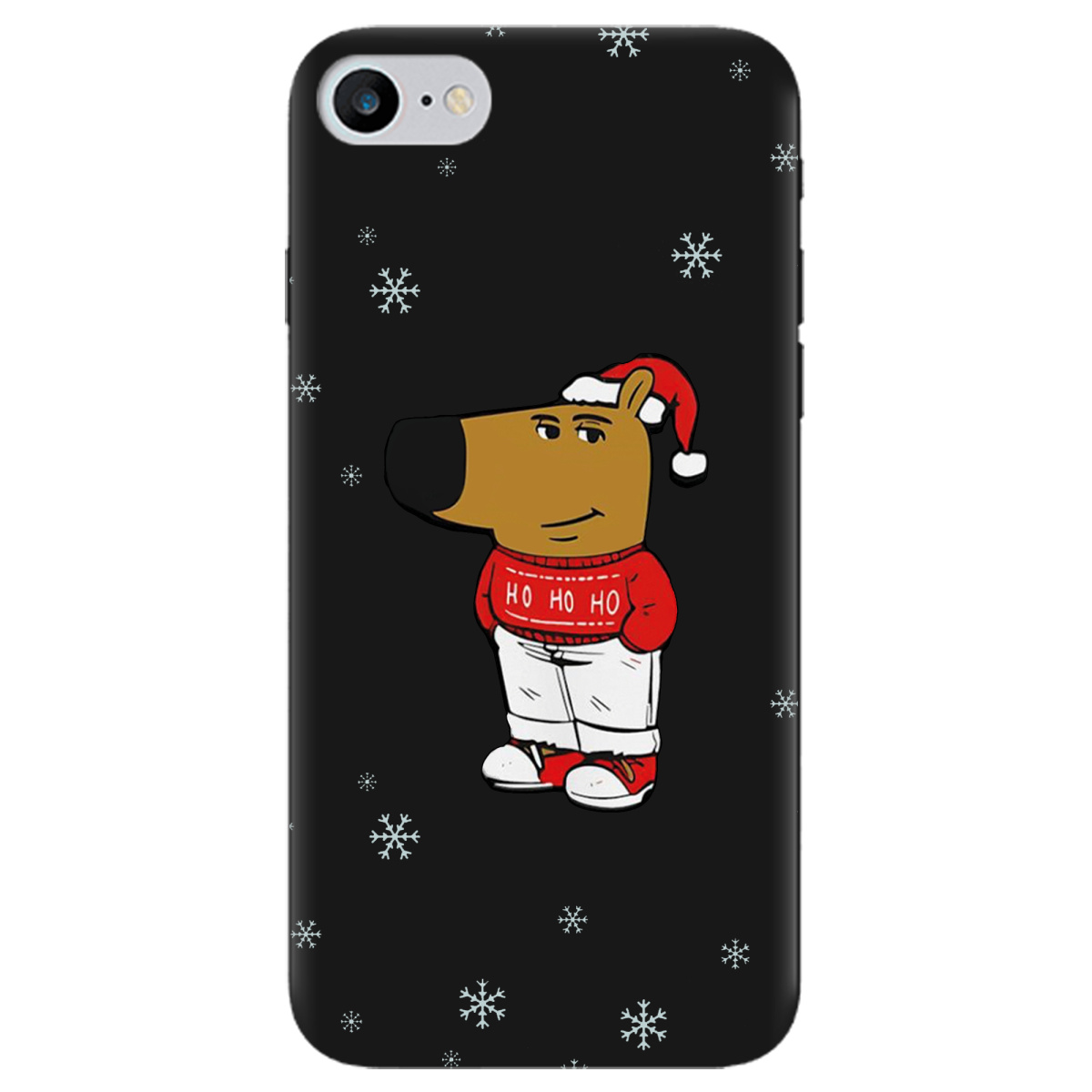 Чохол для Apple iPhone 7 чорний матовий soft touch Chill Guy Santa - фото 1 - Чохли для телефонів