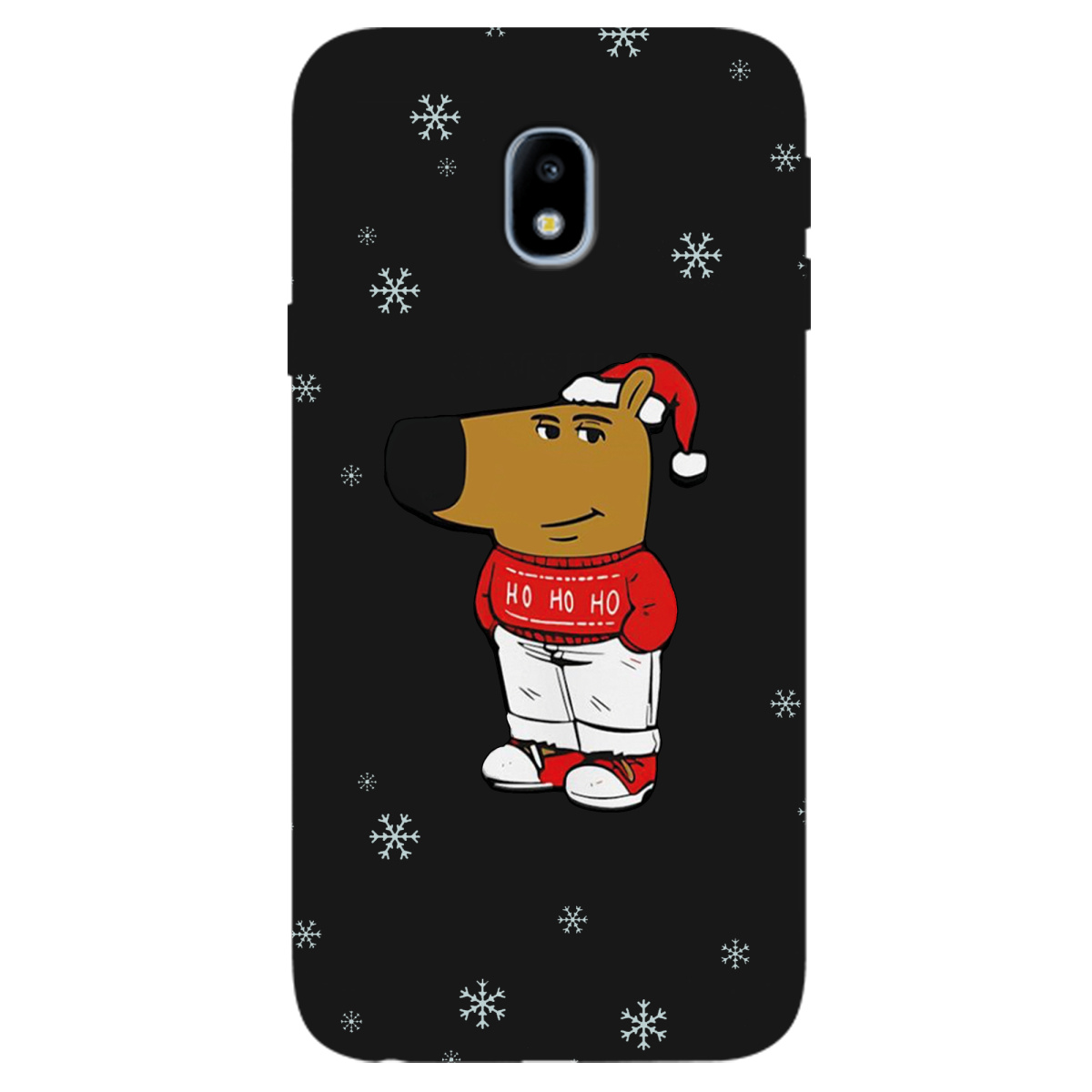 Чохол для Samsung Galaxy J3 2017 чорний матовий soft touch Chill Guy Santa - фото 1 - Чохли для телефонів