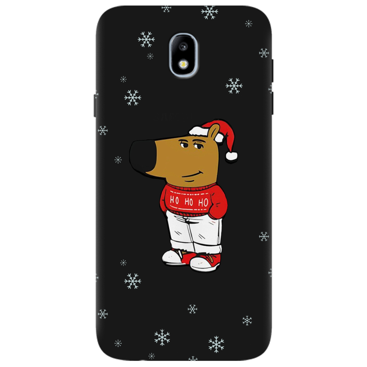 Чехол для Samsung Galaxy J7 2017 черный матовый soft touch Chill Guy Santa - фото 1 - Чехлы для телефонов