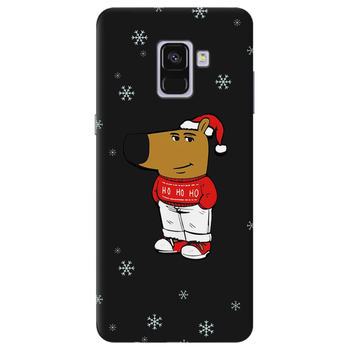 Чехол для Samsung Galaxy A8 2018 черный матовый soft touch Chill Guy Santa - фото 1 Чехол для Samsung Galaxy A8 2018 черный матовый soft touch Chill Guy Santa - фото 1 - Чехлы для телефонов