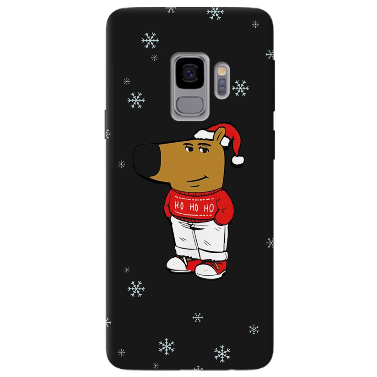 Чохол для Samsung Galaxy S9 чорний матовий soft touch Chill Guy Santa - фото 1 - Чохли для телефонів