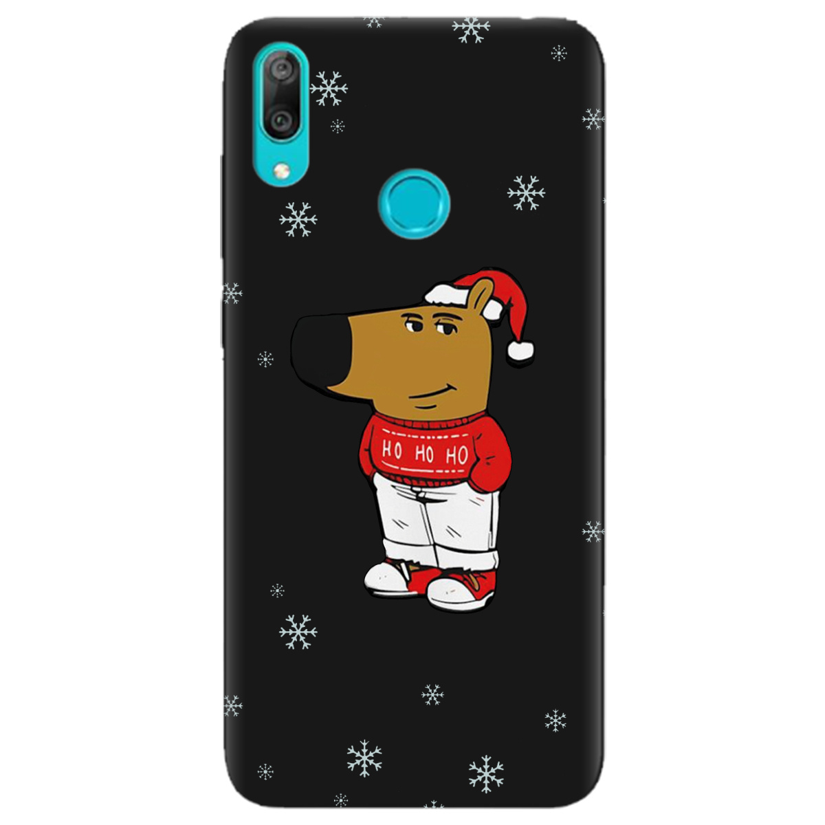 Чехол для Huawei Y7 2019 черный матовый soft touch Chill Guy Santa - фото 1 Чехол для Huawei Y7 2019 черный матовый soft touch Chill Guy Santa - фото 1 - Чехлы для телефонов