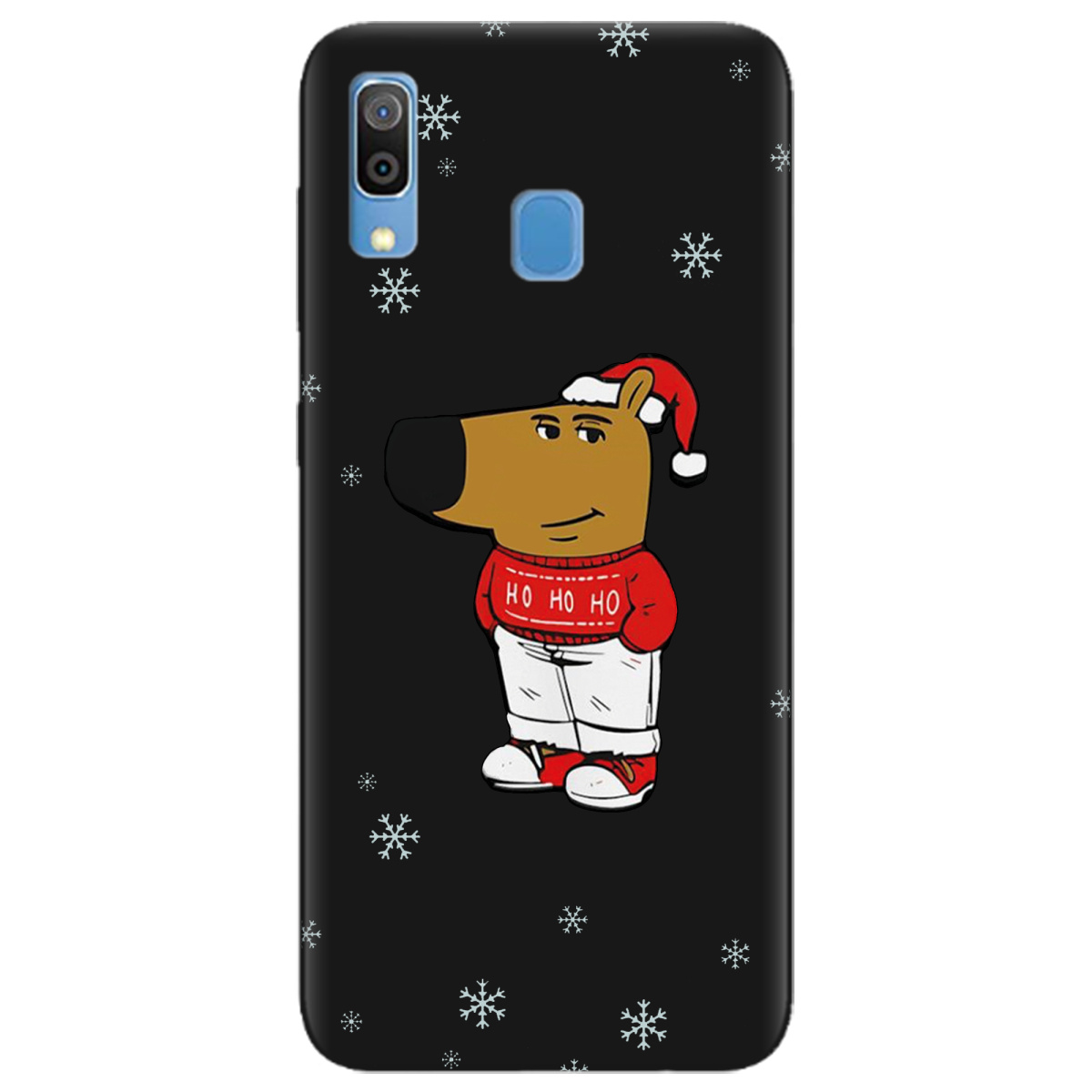 Чехол для Samsung Galaxy A30 черный матовый soft touch Chill Guy Santa - фото 1 - Чехлы для телефонов