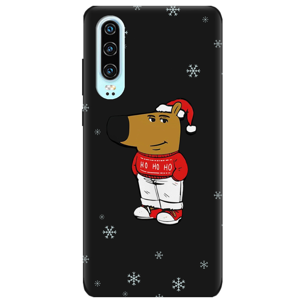 Чехол для Huawei P30 черный матовый soft touch Chill Guy Santa - фото 1 Чехол для Huawei P30 черный матовый soft touch Chill Guy Santa - фото 1 - Чехлы для телефонов