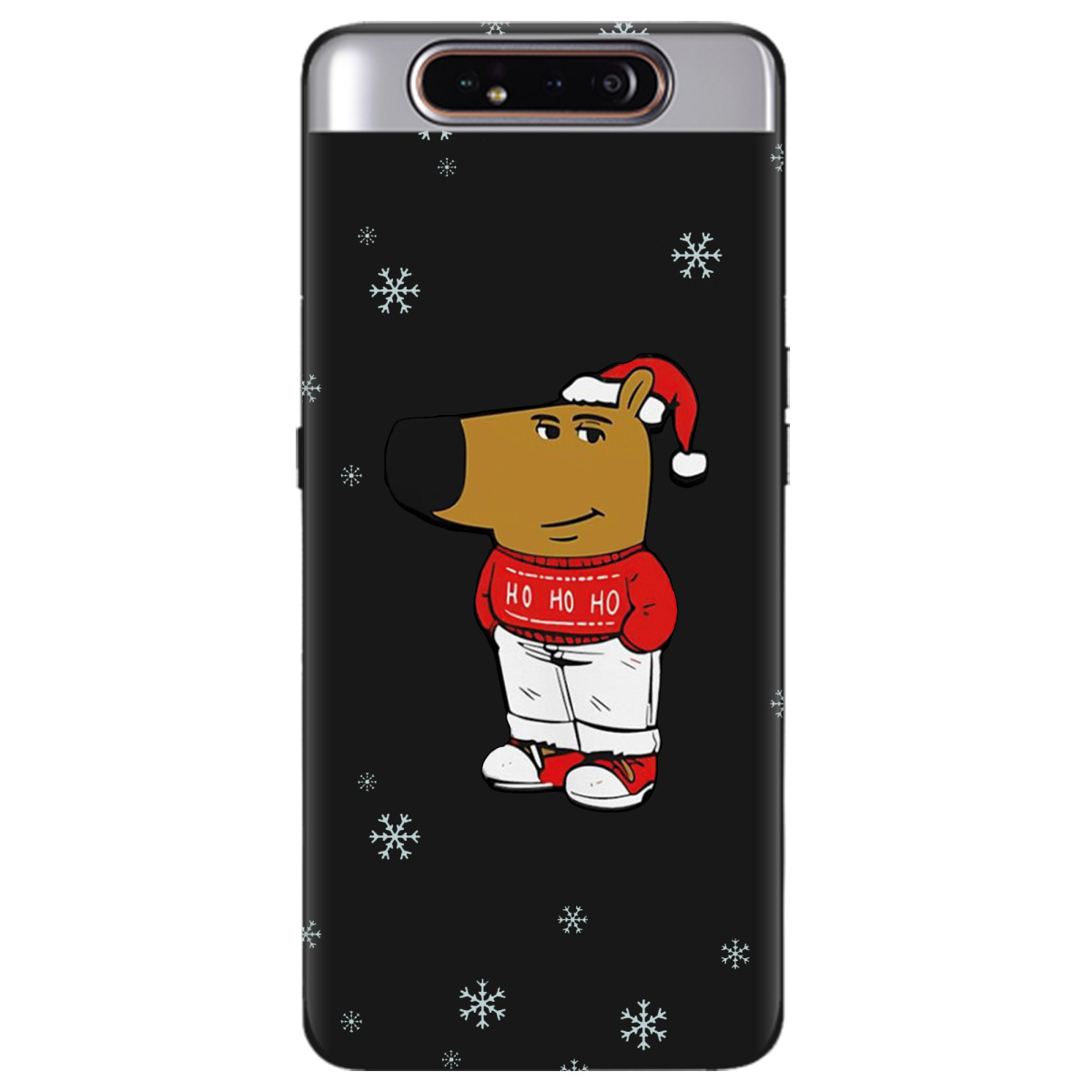 Чехол для Samsung Galaxy A80 черный матовый soft touch Chill Guy Santa - фото 1 - Чехлы для телефонов