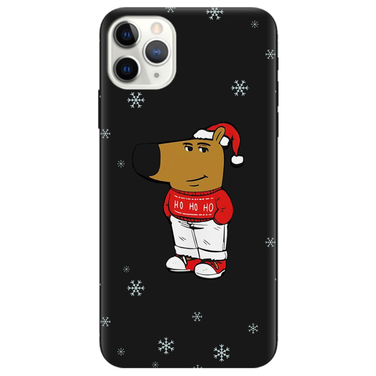 Чехол для Apple iPhone 11 Pro Max черный матовый soft touch Chill Guy Santa - фото 1 Чехол для Apple iPhone 11 Pro Max черный матовый soft touch Chill Guy Santa - фото 1 - Чехлы для телефонов