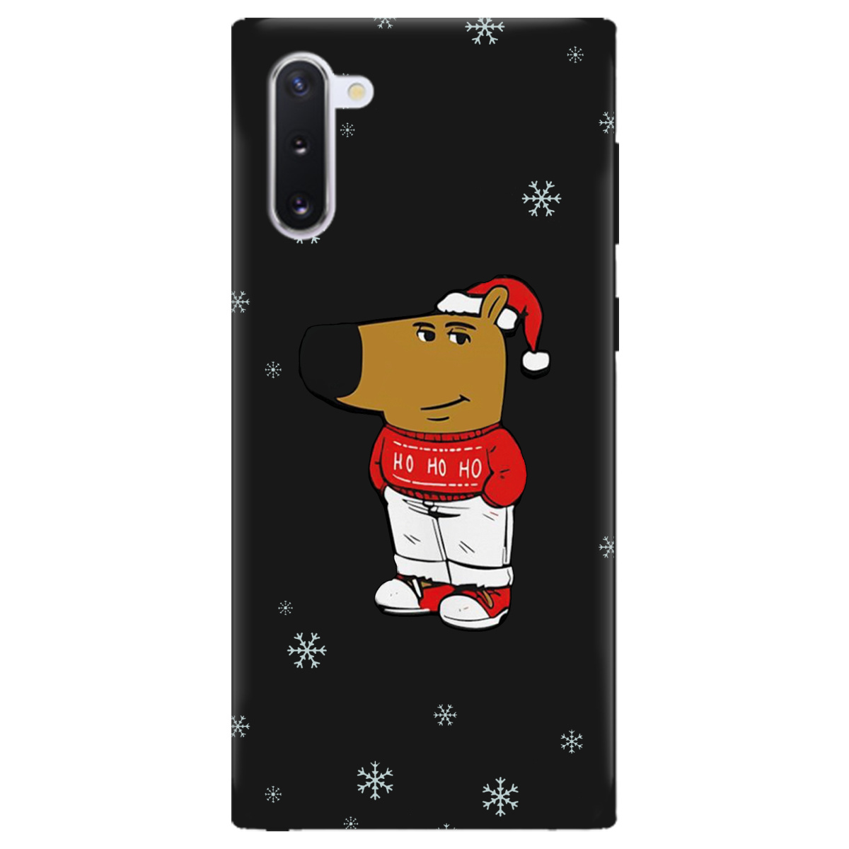 Чохол для Samsung Galaxy Note 10 чорний матовий soft touch Chill Guy Santa - фото 1 - Чохли для телефонів