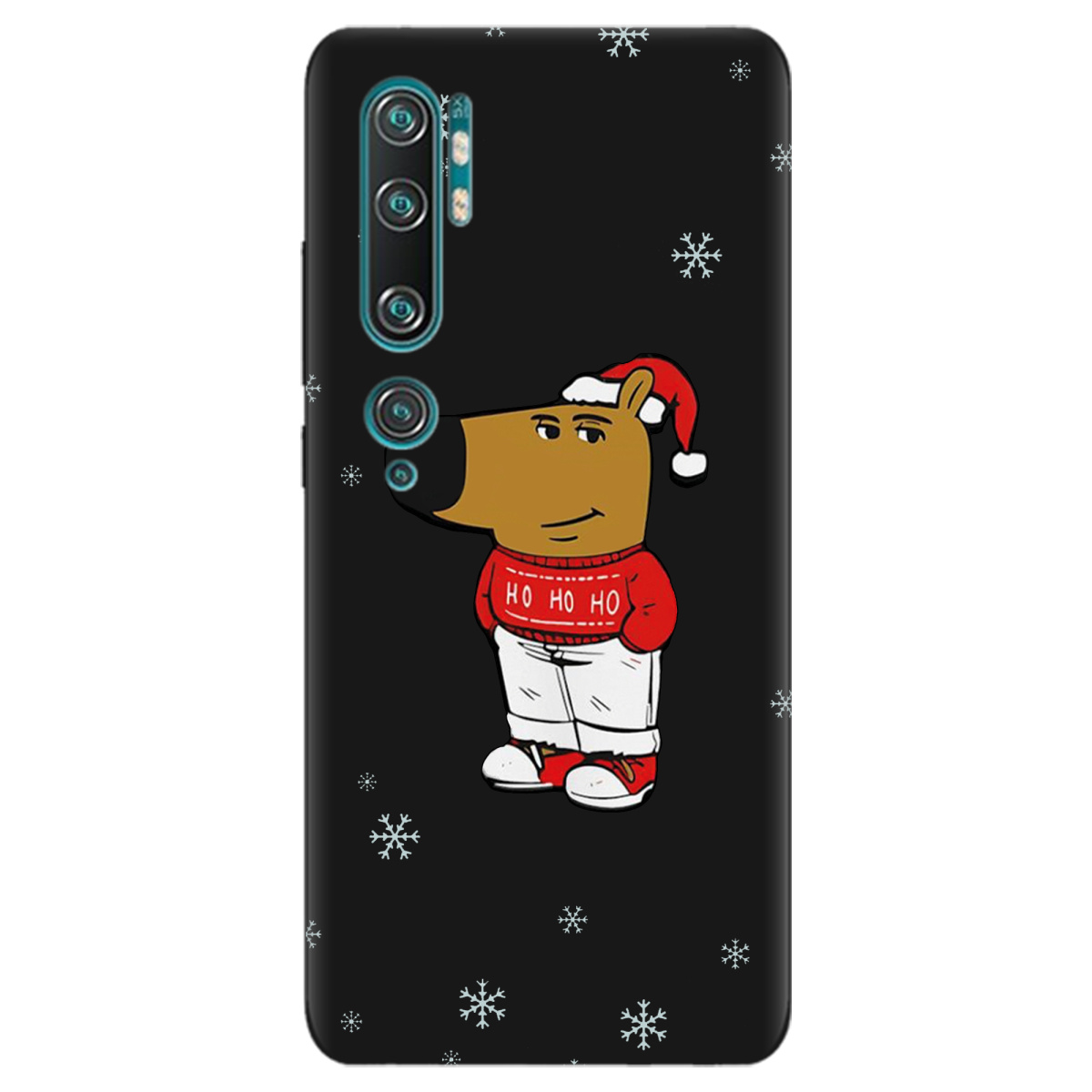Чохол для Xiaomi Mi Note 10 чорний матовий soft touch Chill Guy Santa - фото 1 - Чохли для телефонів