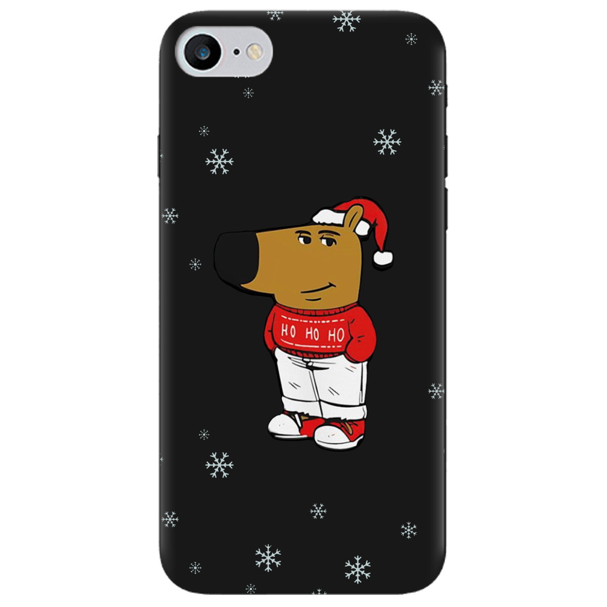 Чохол для Apple iPhone SE 2020 чорний матовий soft touch Chill Guy Santa - фото 1 - Чохли для телефонів